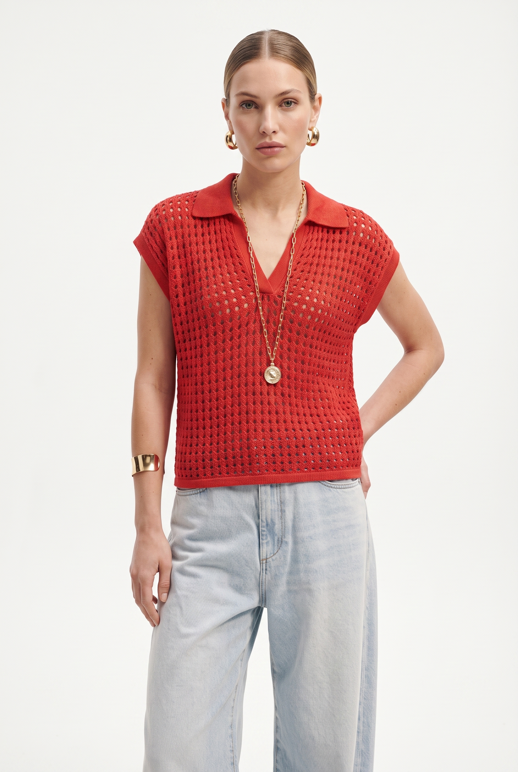 Maglia Donna Polo Traforata in Cotone – Leggera Raffinata per l'Estate