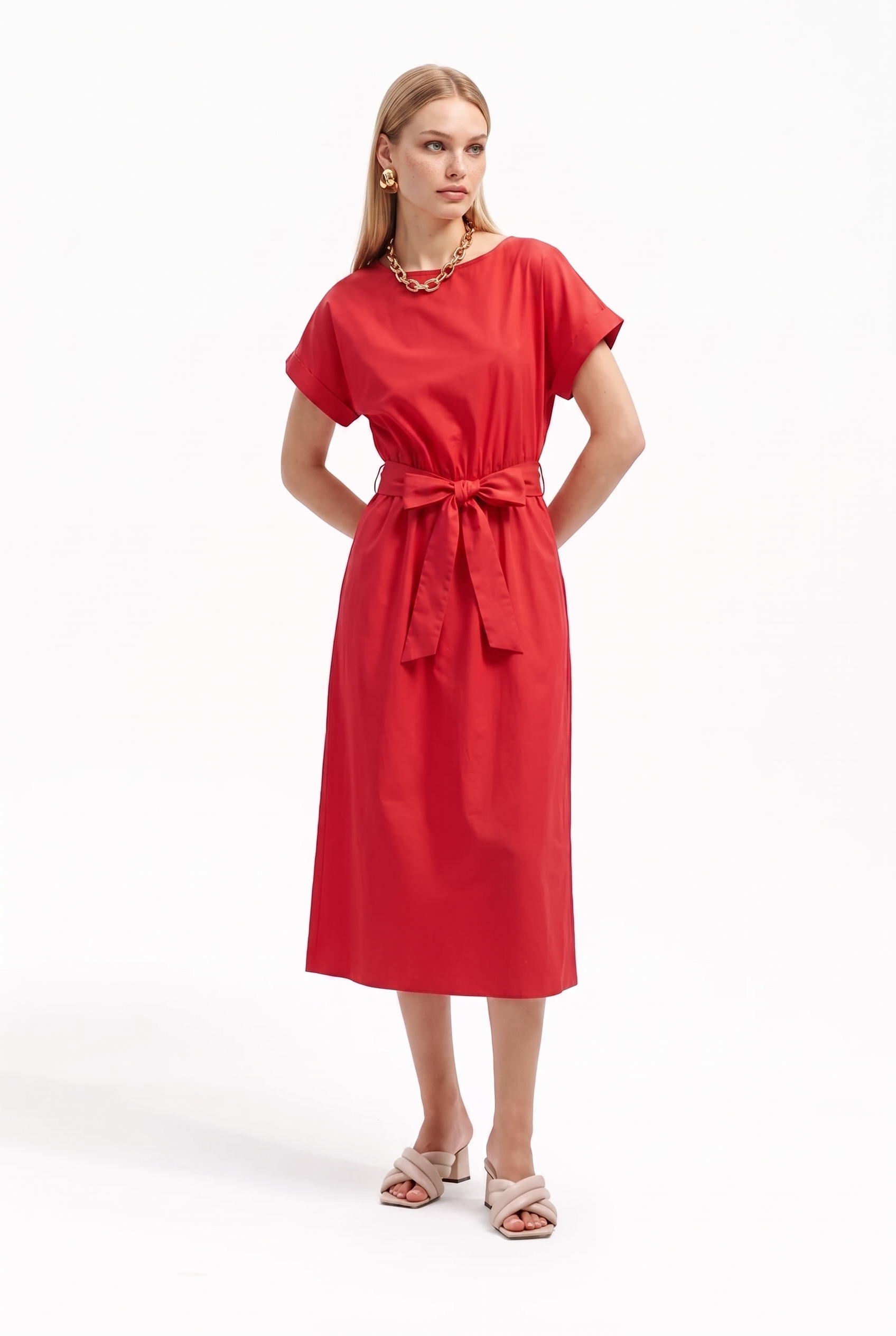 Abito Donna Midi con Coulisse e Fiocco in Vita – Femminile e Contemporaneo