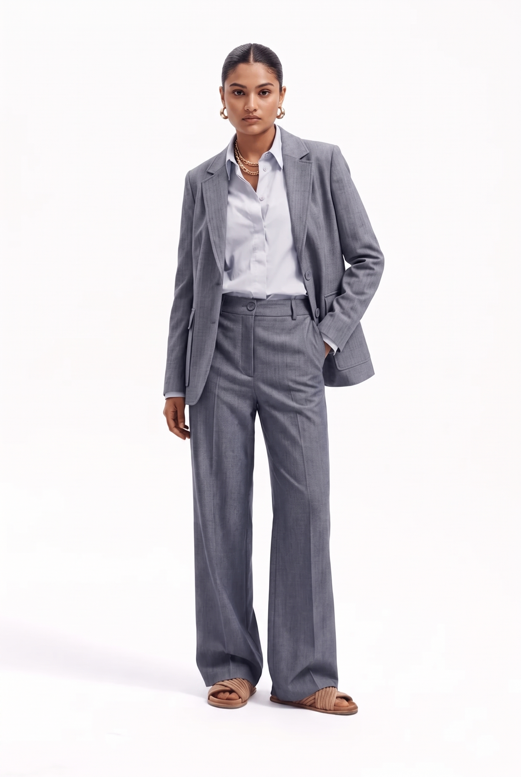 Blazer Donna Monopetto Sartoriale con Tasche con Pattina – Classico Contemporaneo