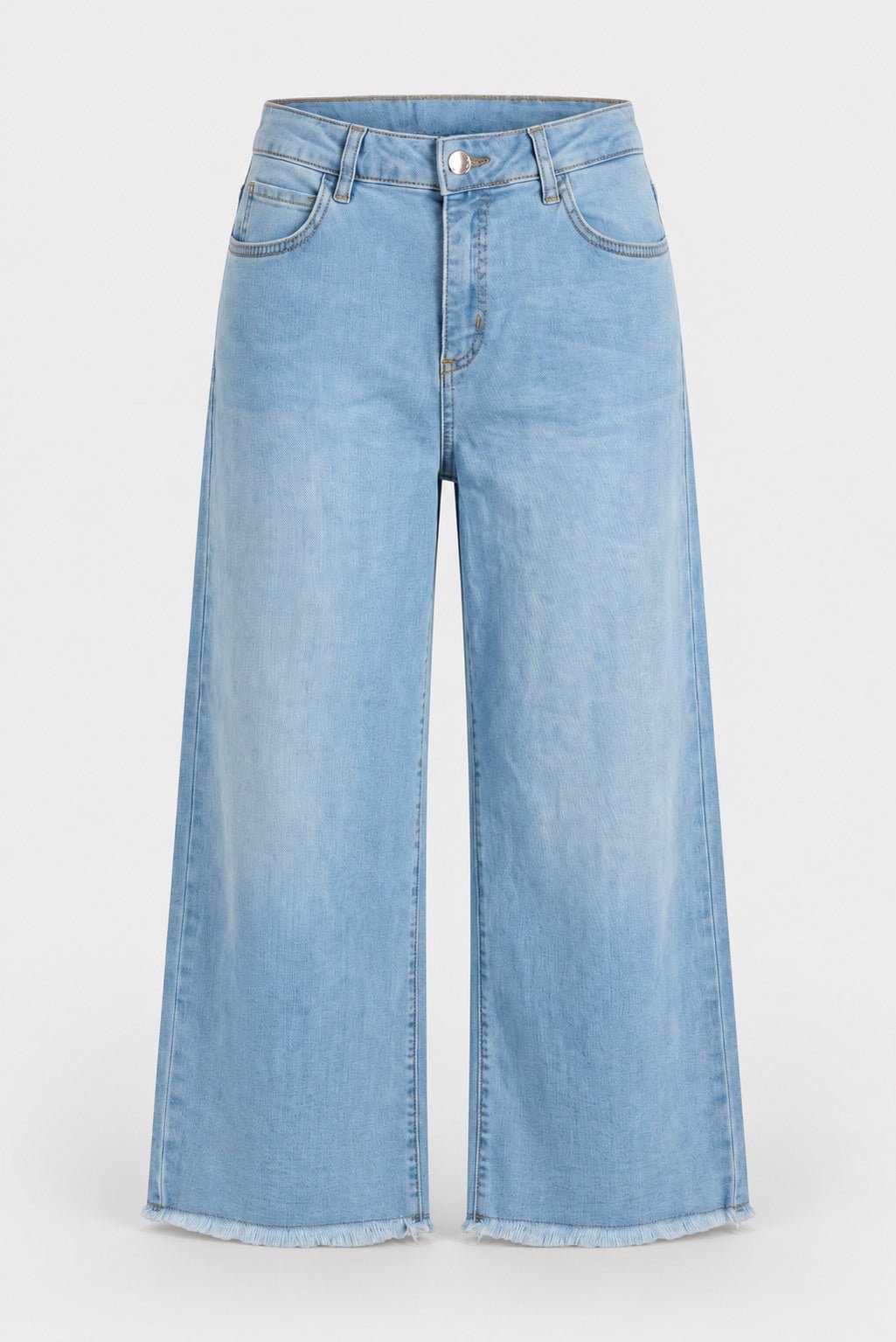 Jeans Cropped a Gamba Ampia in Denim - Caractère
