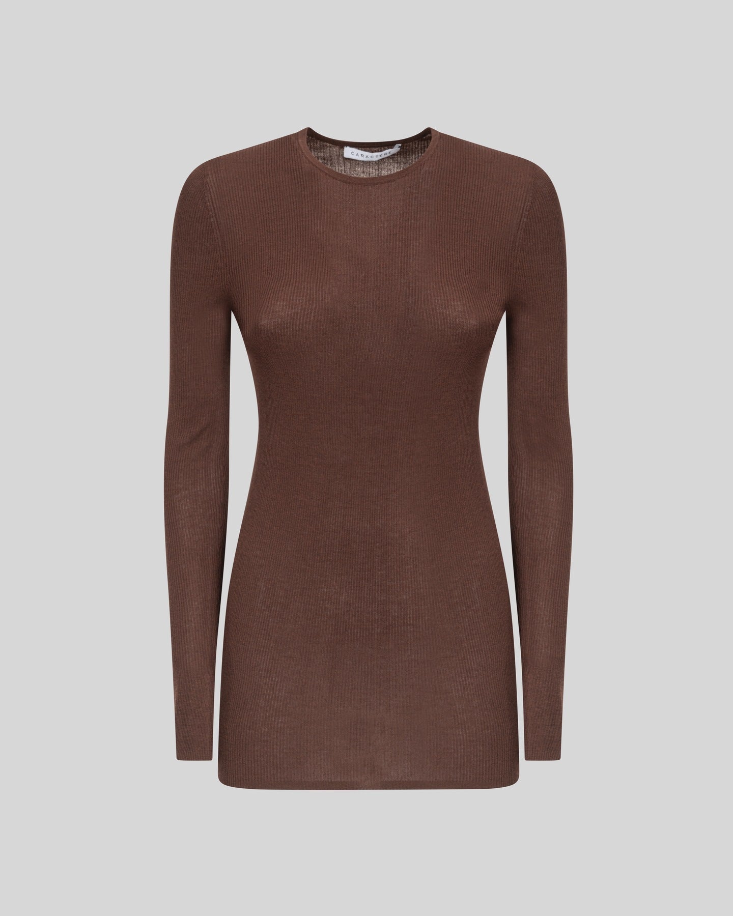 Maglia a Maniche Lunghe a costine Girocollo in Viscosa - Caractère