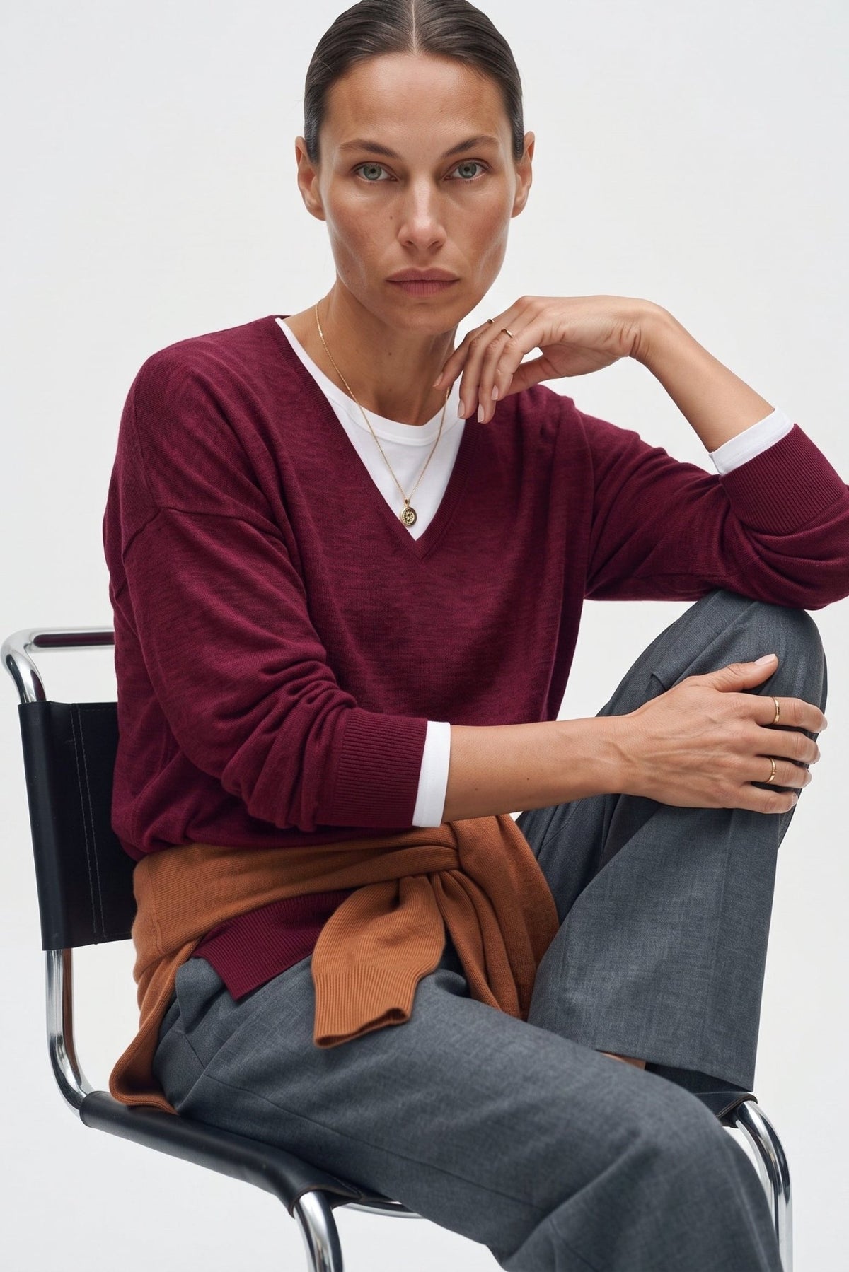 Maglia con scollo a V in misto seta e lana - Caractère