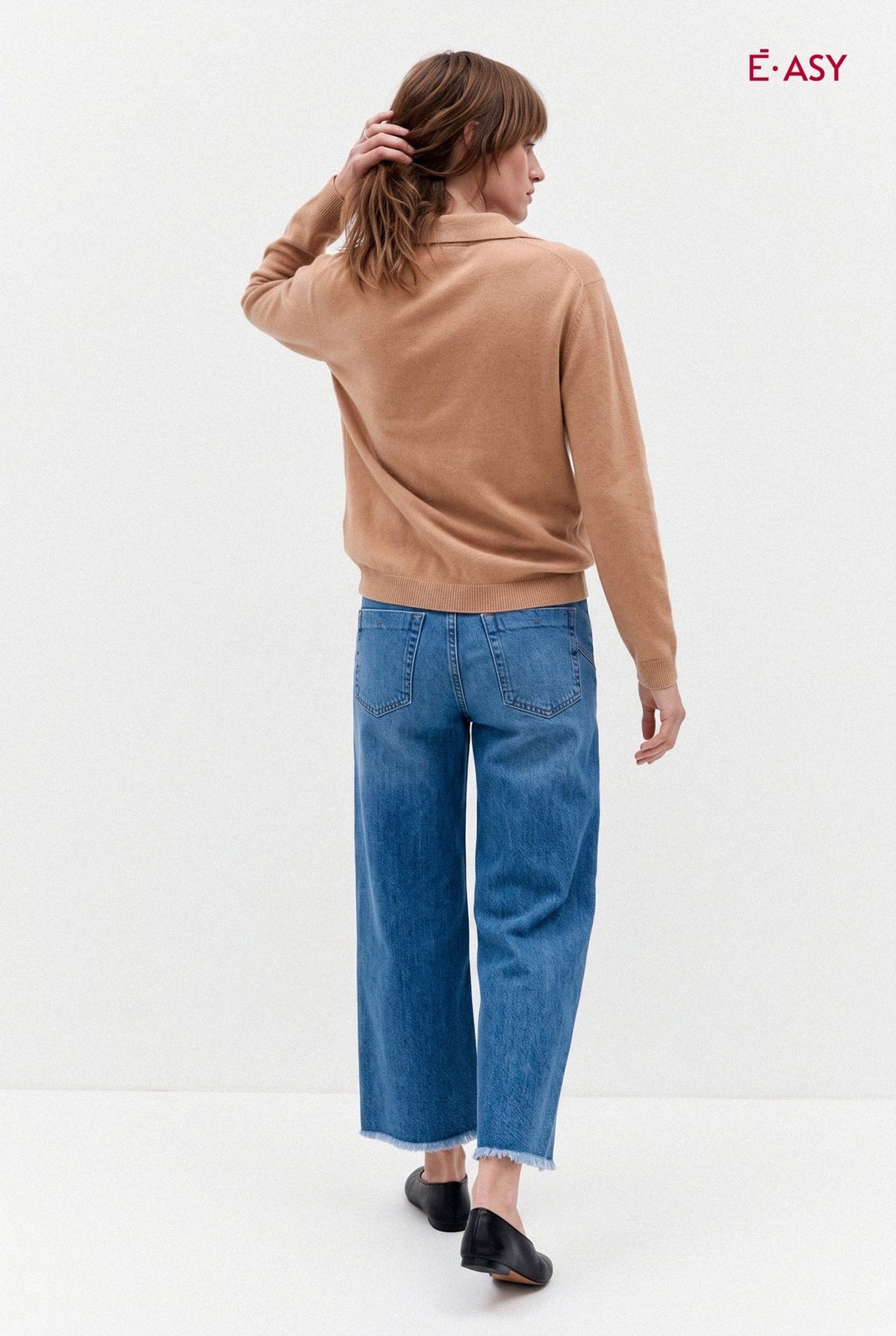 Maglia Polo Donna in Maglia Fine con Collo Aperto - Caractère