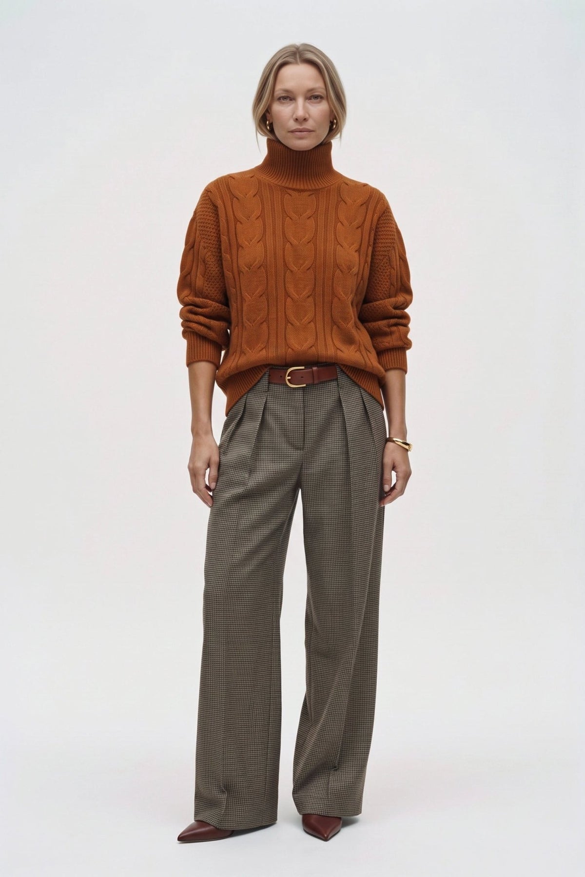 Maglione con collo alto In Lana Cachmere a Trecce - Caractère