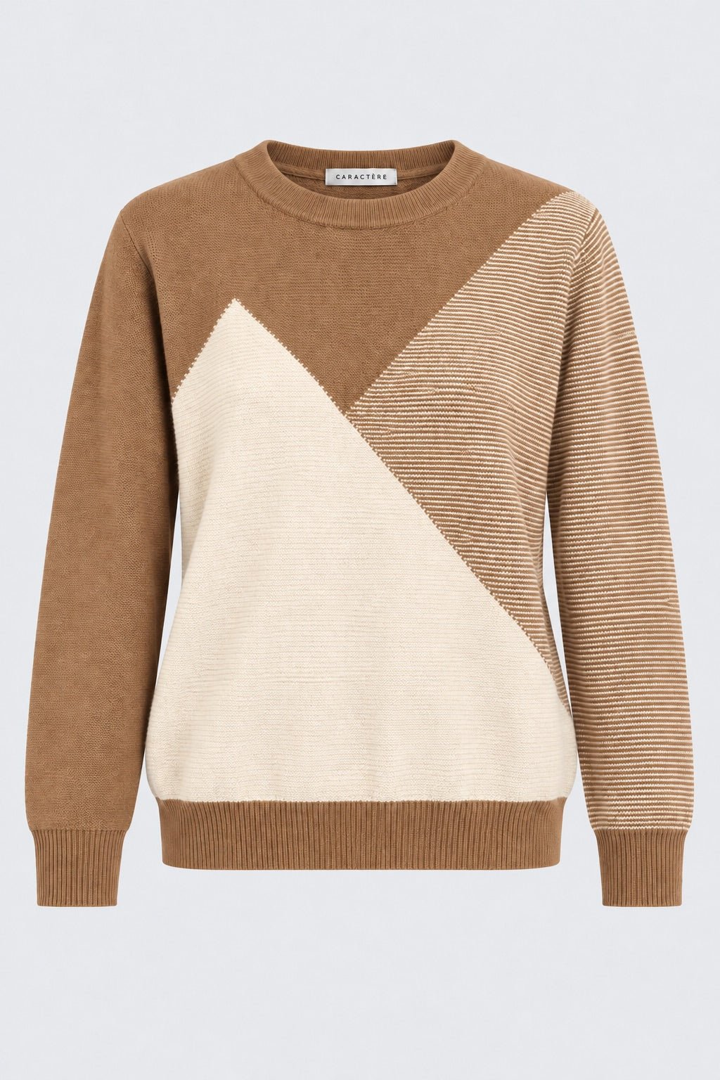 Maglione Girocollo Bicolore con Inserti Rigati - Caractère