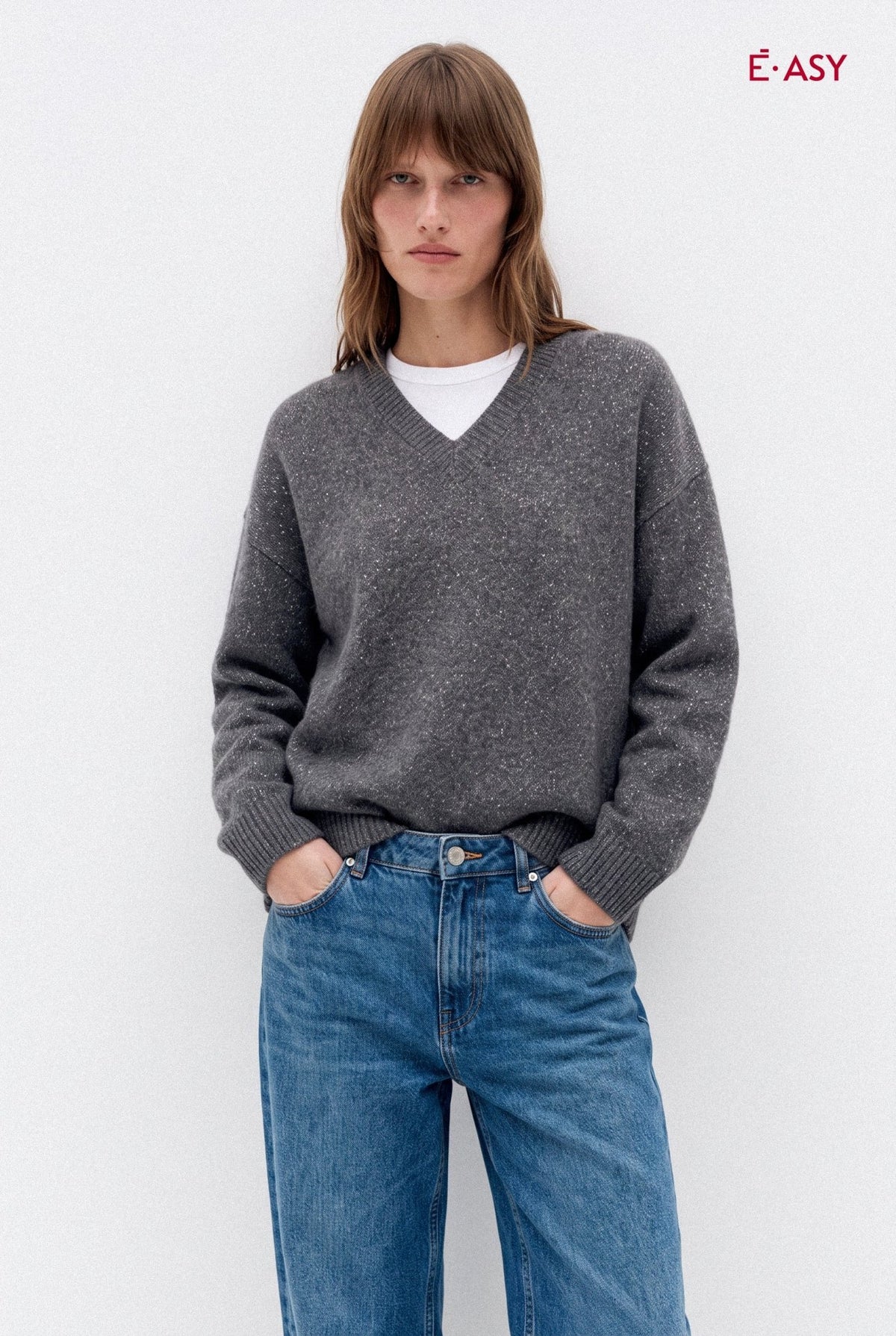 Maglione scolla a V in Maglia Morbida - Caractère
