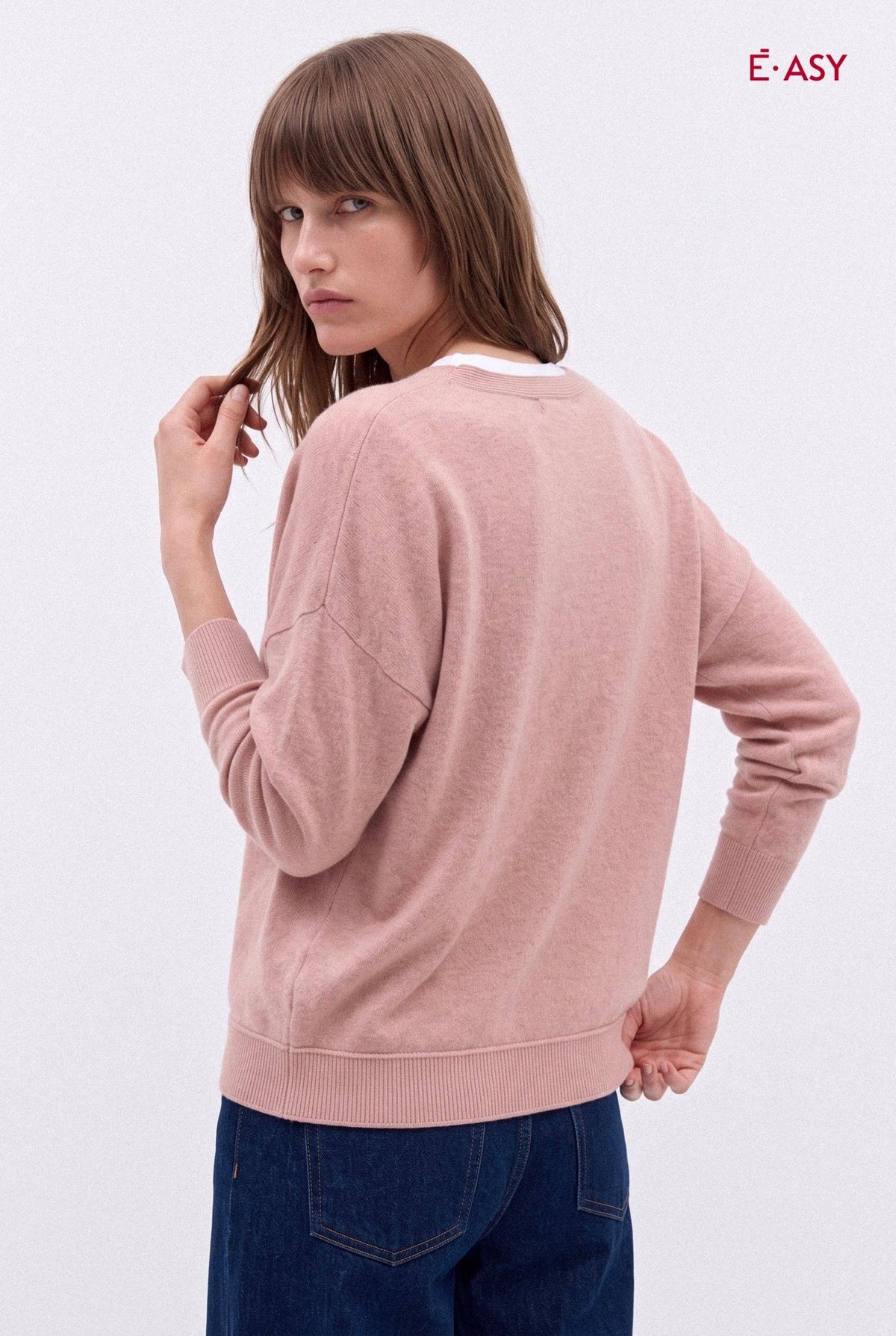 Maglione Scollo a V con Bordi a Costine - Caractère