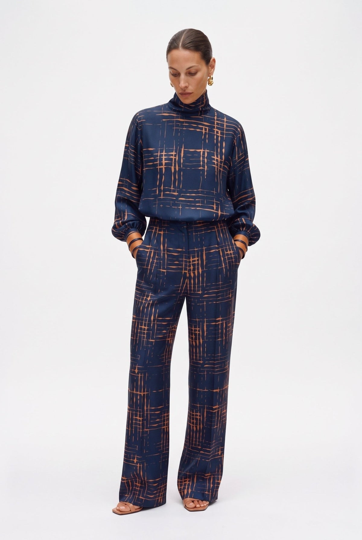 Pantalone A Palazzo In Twill Stampato - Caractère
