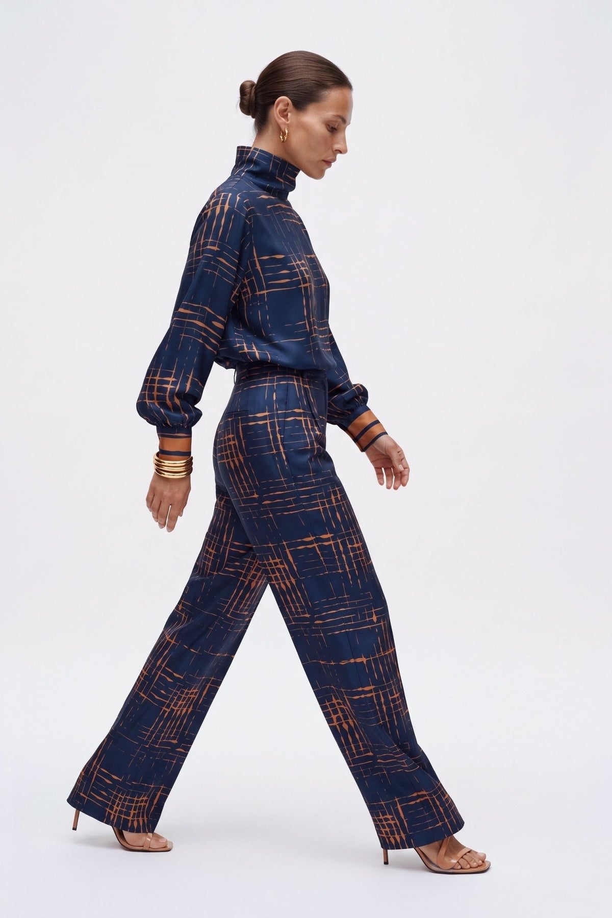 Pantalone A Palazzo In Twill Stampato - Caractère