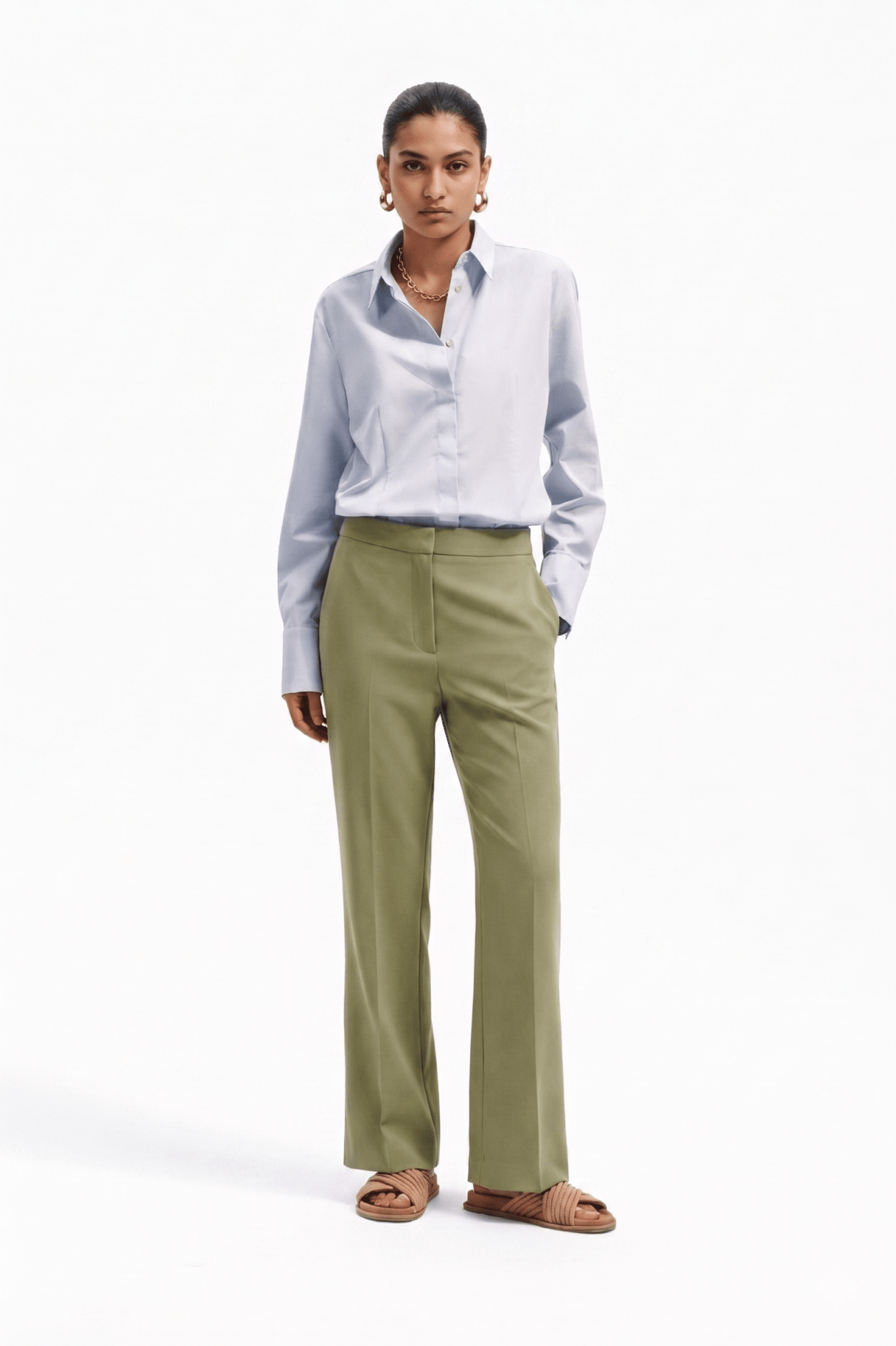 Pantalone a trombetta in cotone stretch - Caractère