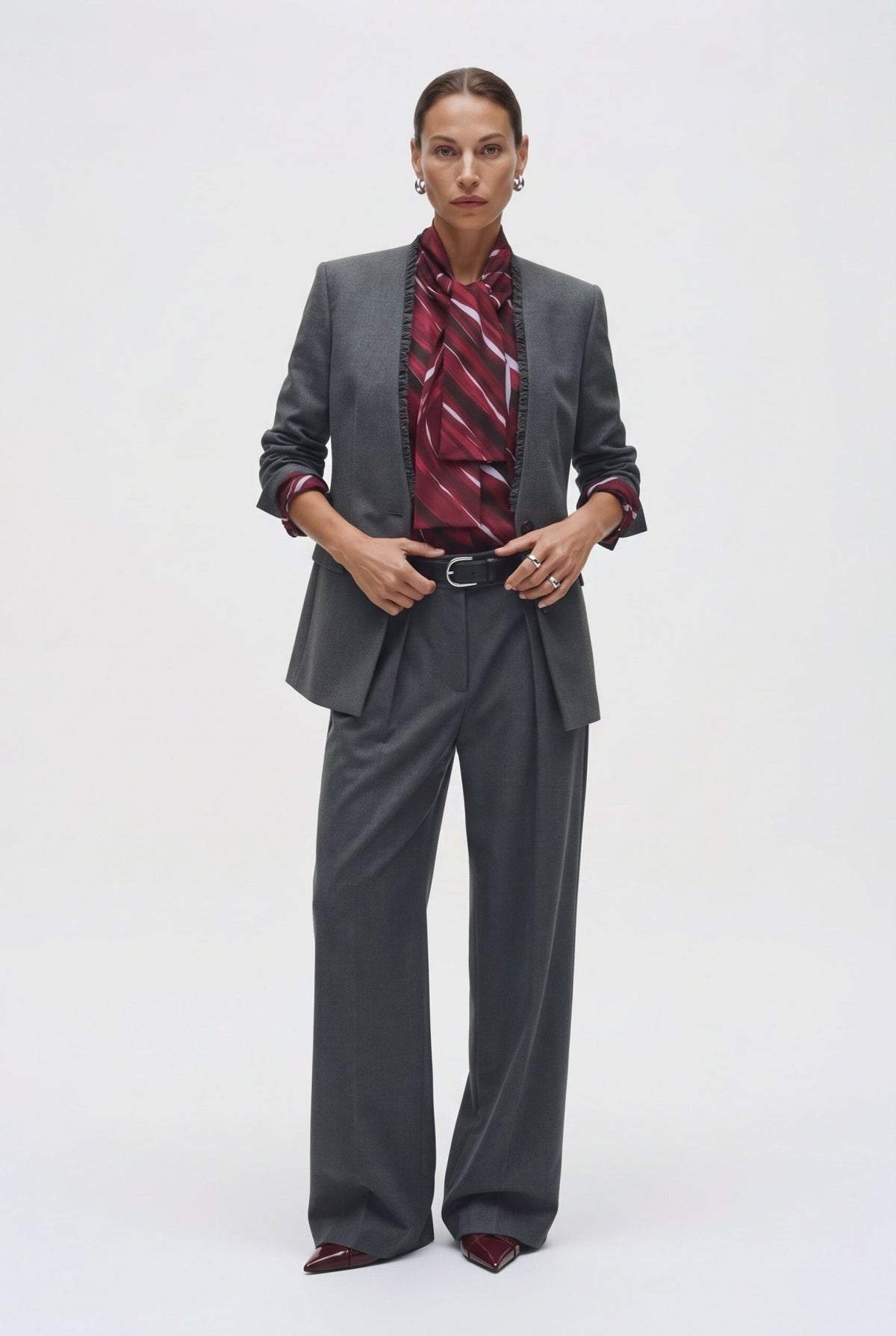 Pantalone Ampio Con Pizziche E Motivo Passante - Caractère