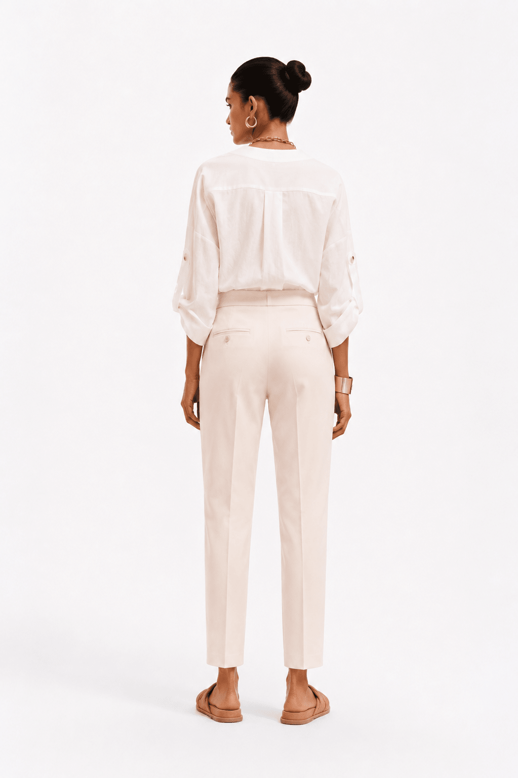 Pantalone completo a sigaretta in cotone stretch - Caractère