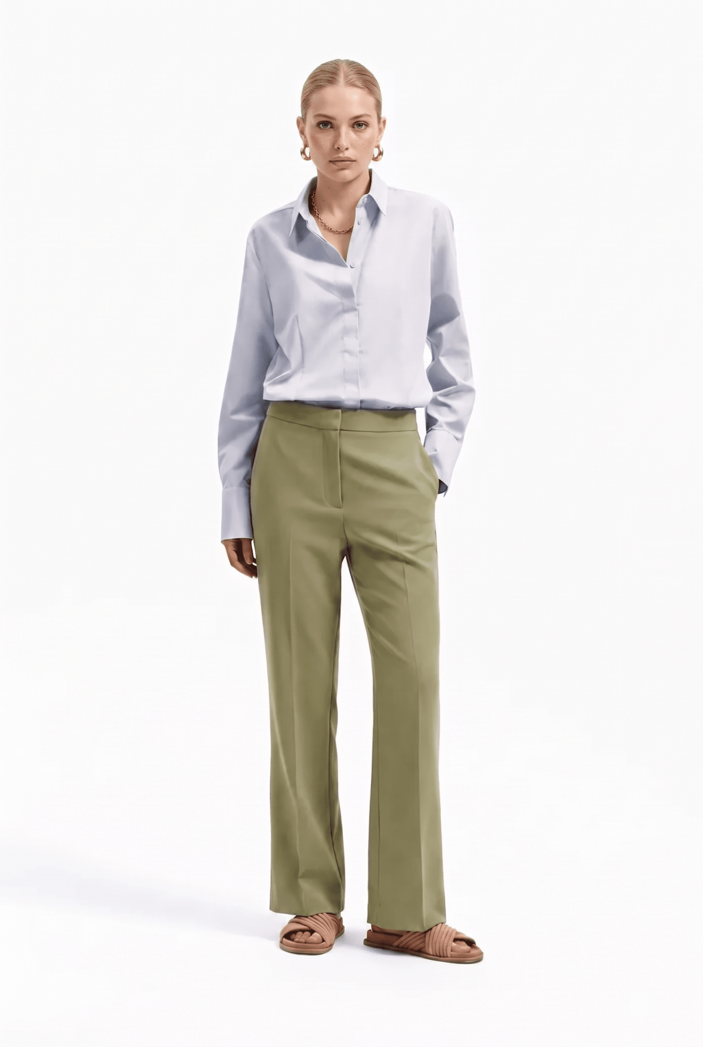 Pantalone Donna a Trombetta in Cotone Stretch – Svasato Contemporaneo - Caractère