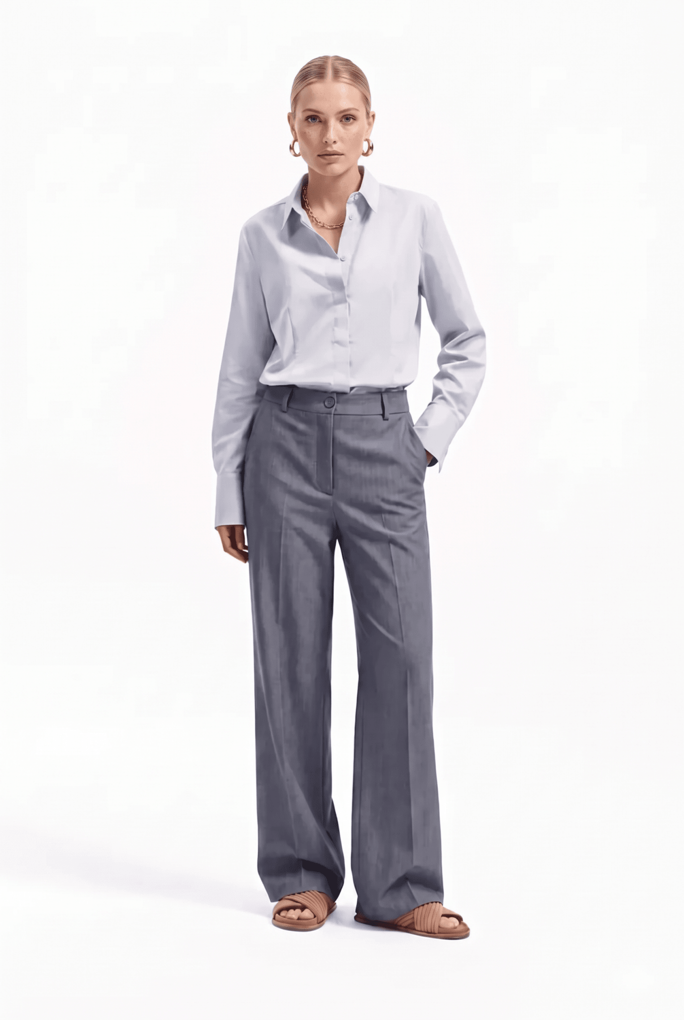 Pantalone Donna Sartoriale Wide Leg a Vita Media – Elegante e Raffinato - Caractère