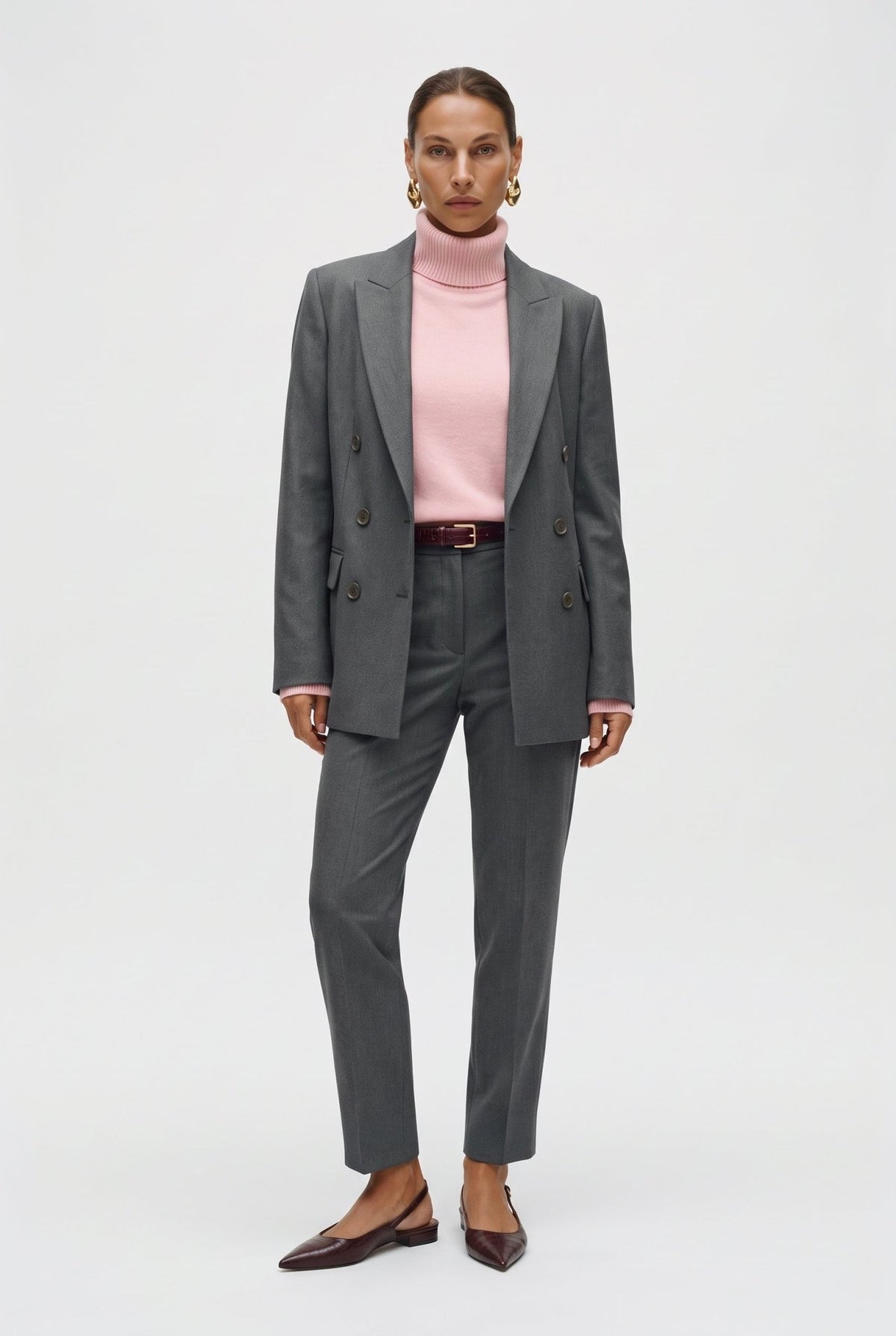 Pantalone Dritto Con Risvolto In Misto Lana Stretch - Caractère