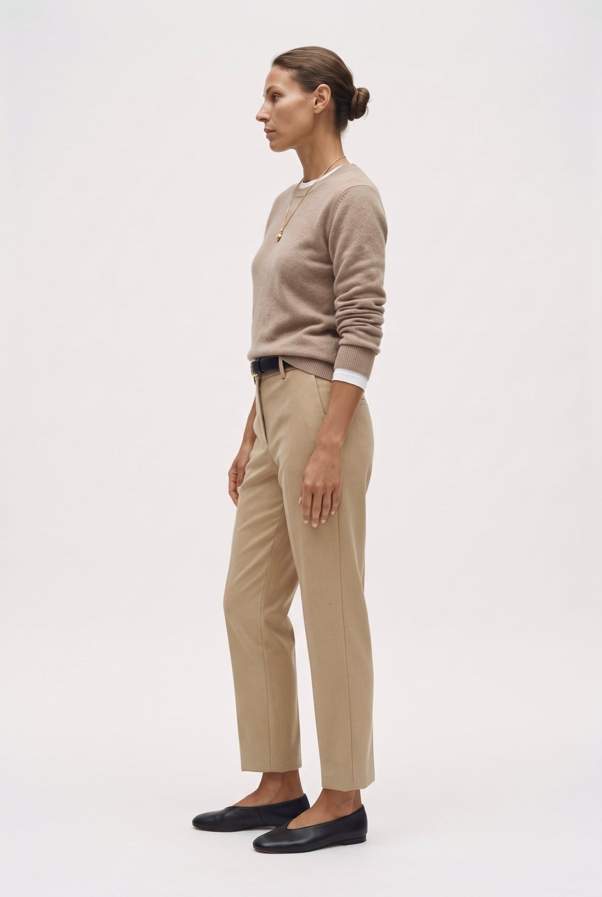 Pantalone Dritto Con Risvolto In Misto Lana Stretch - Caractère