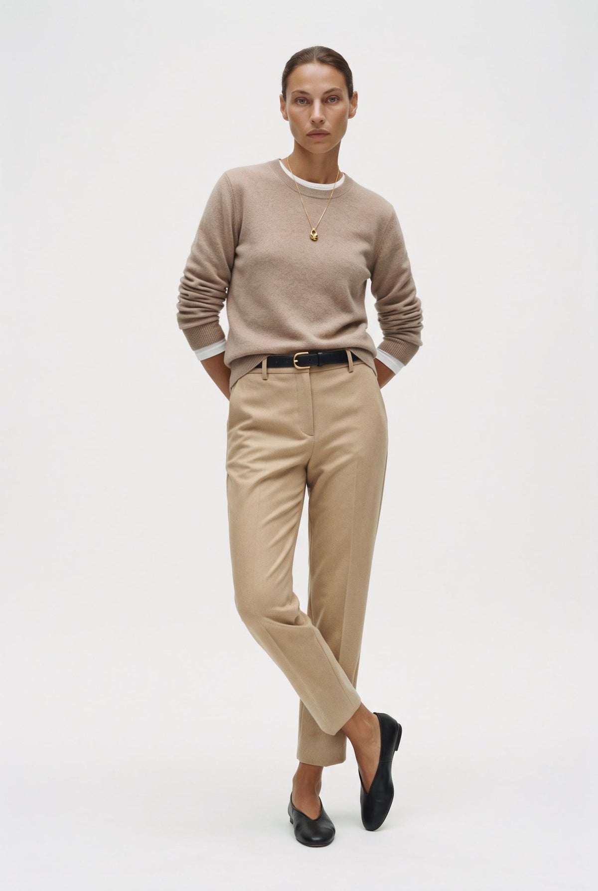 Pantalone Dritto Con Risvolto In Misto Lana Stretch - Caractère