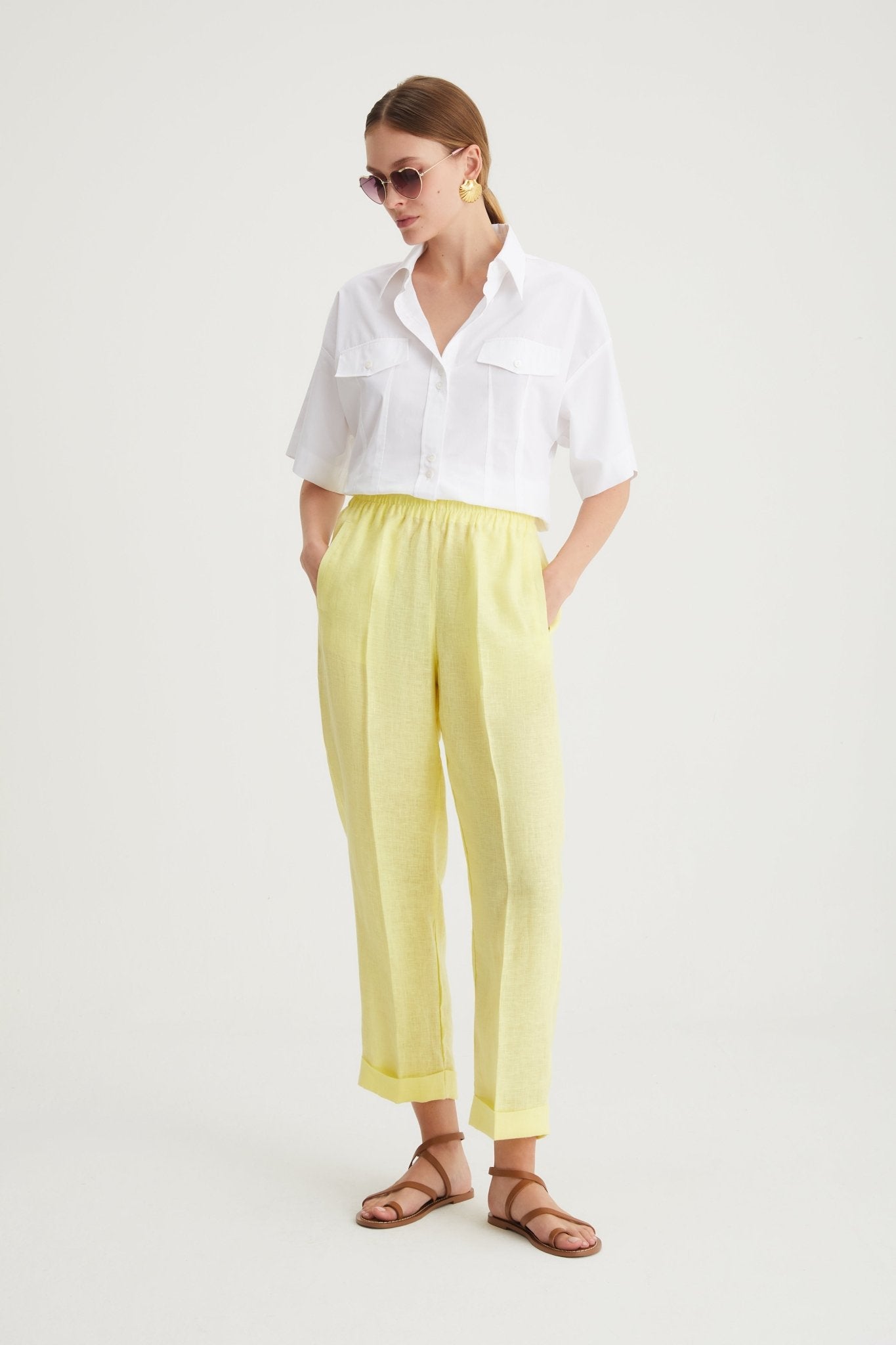 Pantalone dritto in lino - Caractère