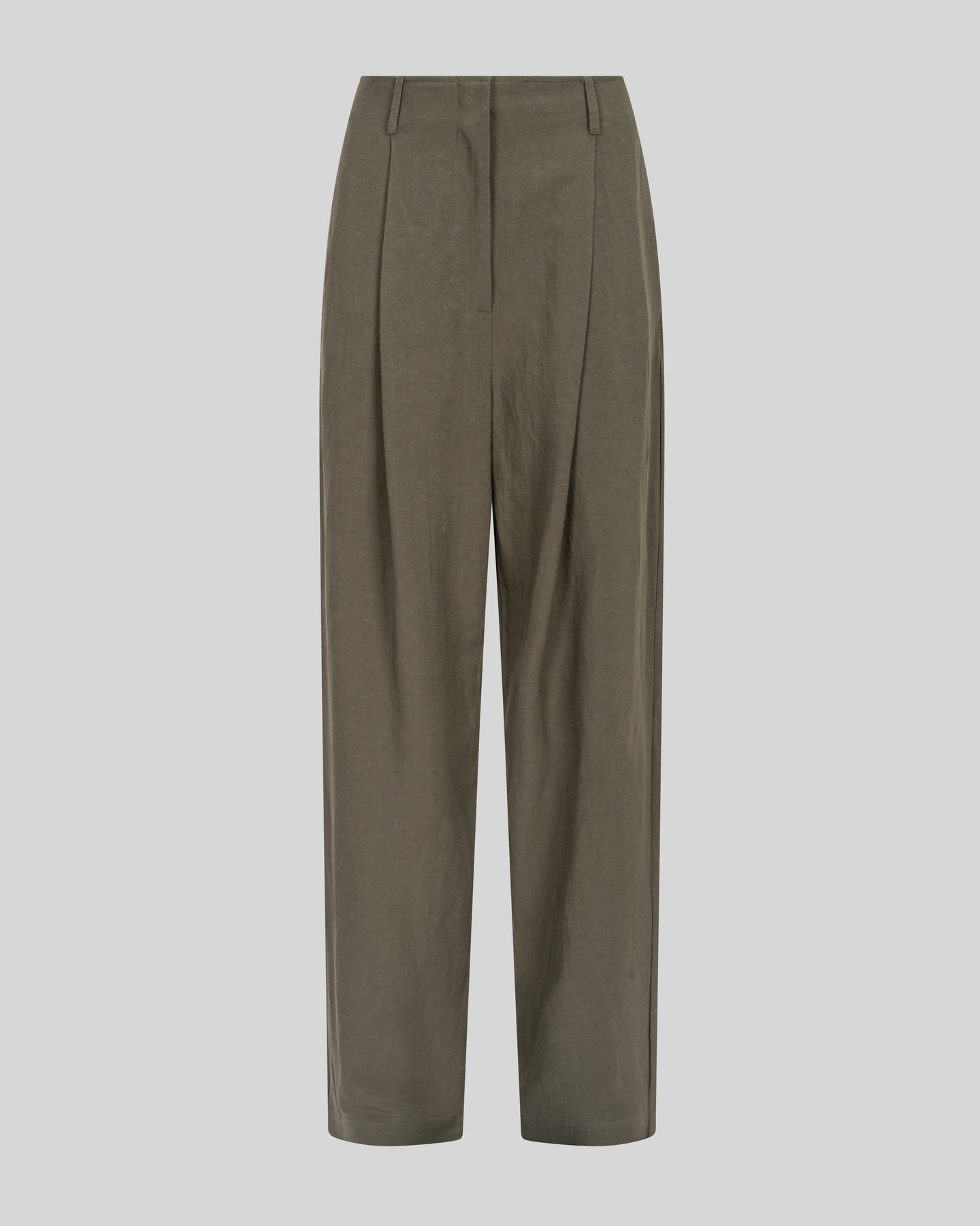 Pantalone Dritto in Viscosa e Lino con Pieghe - Caractère