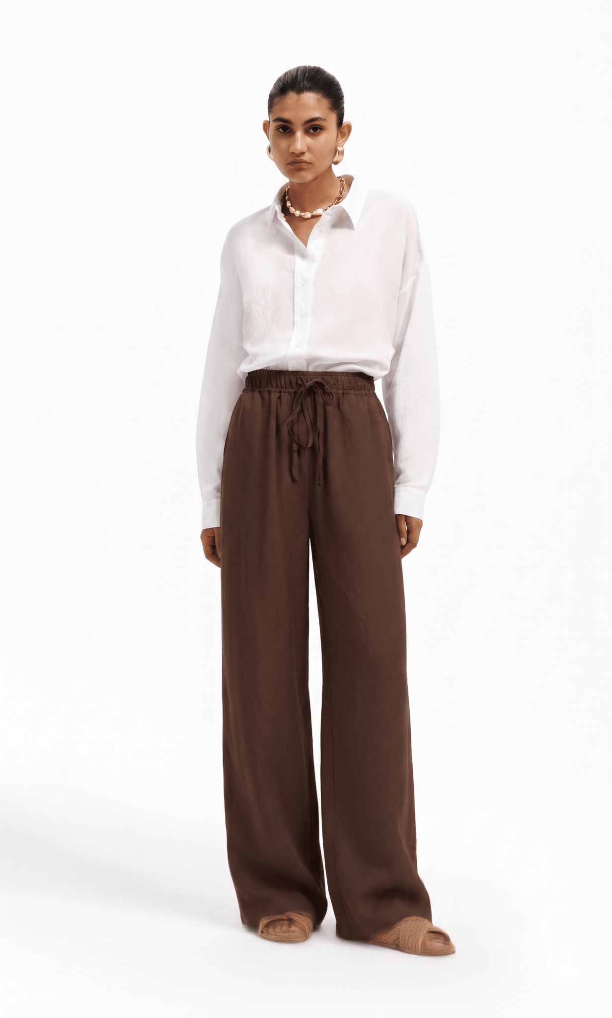 Pantalone in lino con elastico in vita - Caractère