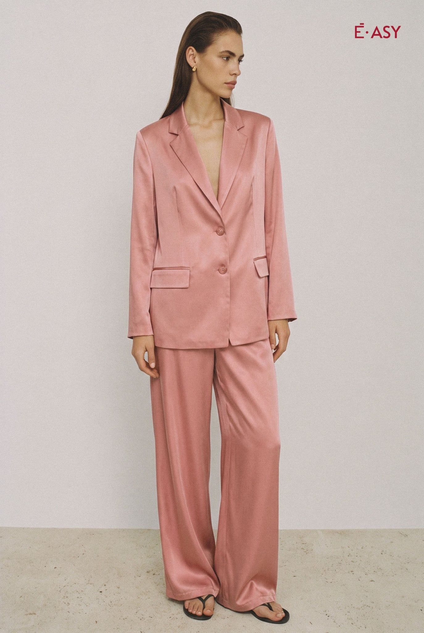 Pantalone Palazzo Donna a Vita Alta in Tessuto Stretch - Caractère
