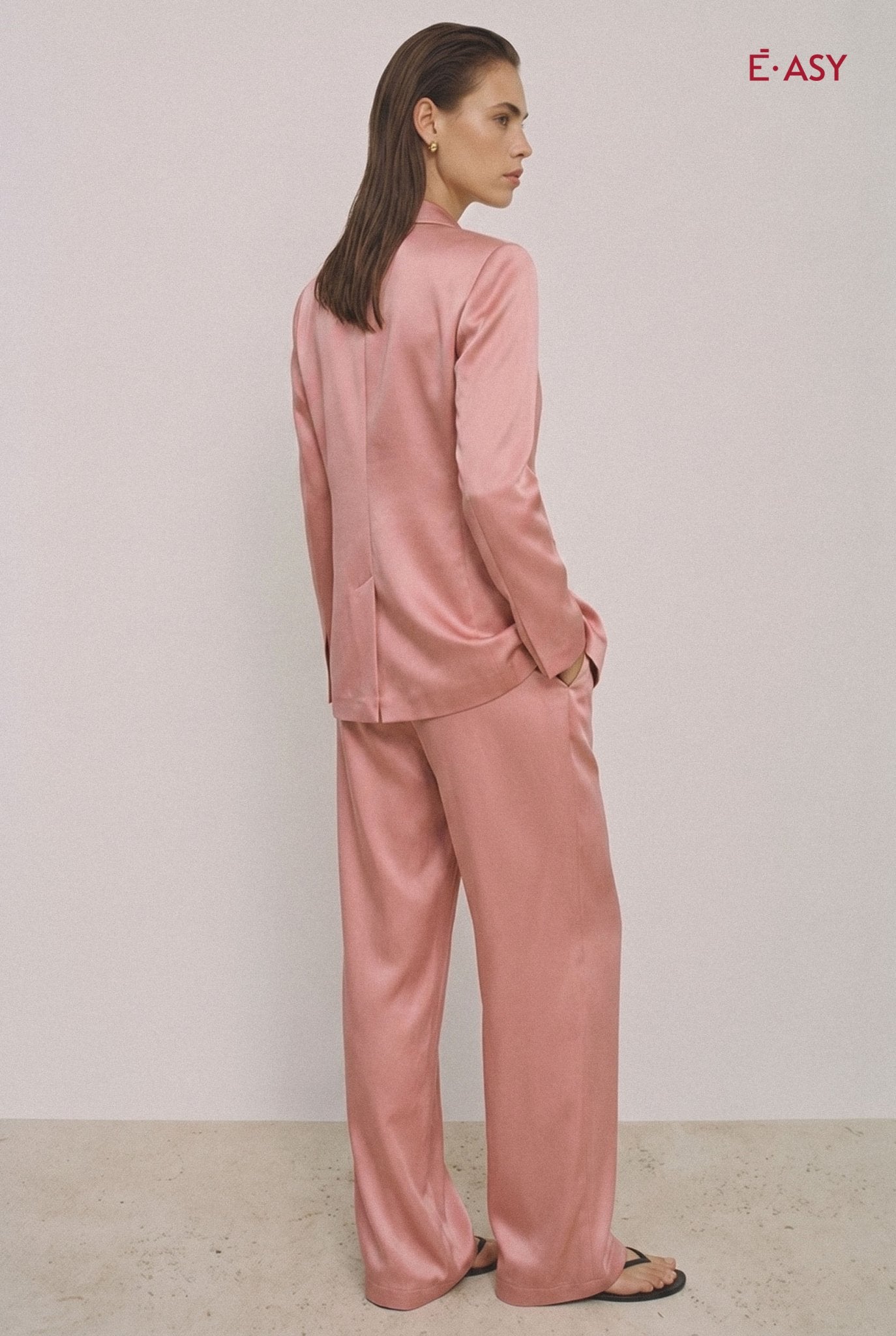 Pantalone Palazzo Donna a Vita Alta in Tessuto Stretch - Caractère