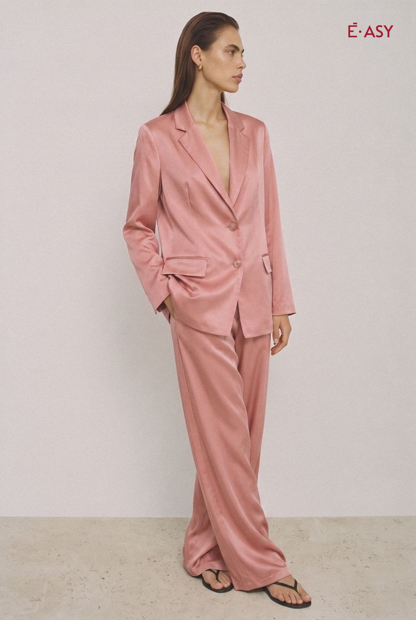 Pantalone Palazzo Donna a Vita Alta in Tessuto Stretch - Caractère
