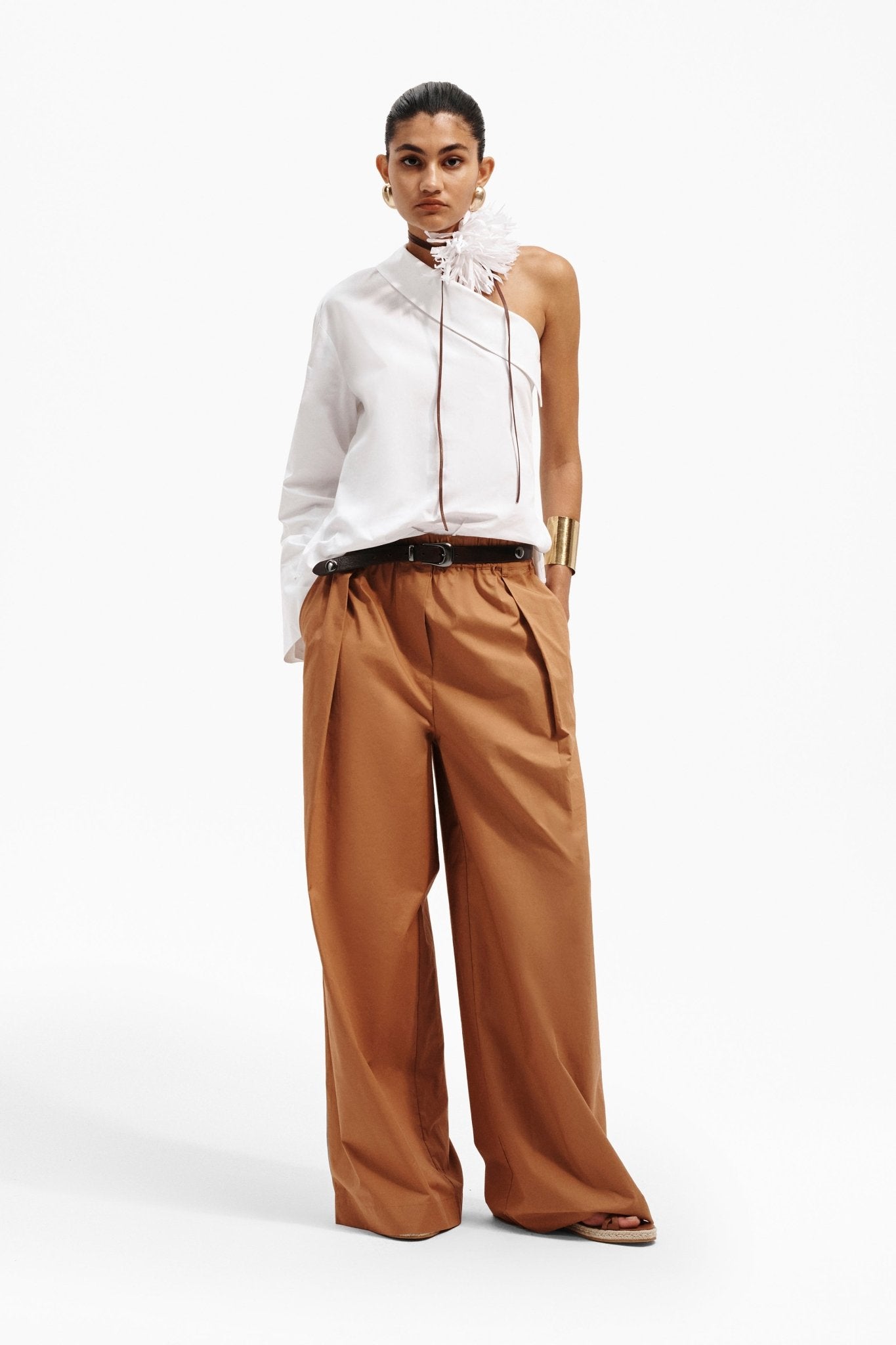 Pantalone Palazzo in Cotone con Vita Elasticizzata - Caractère