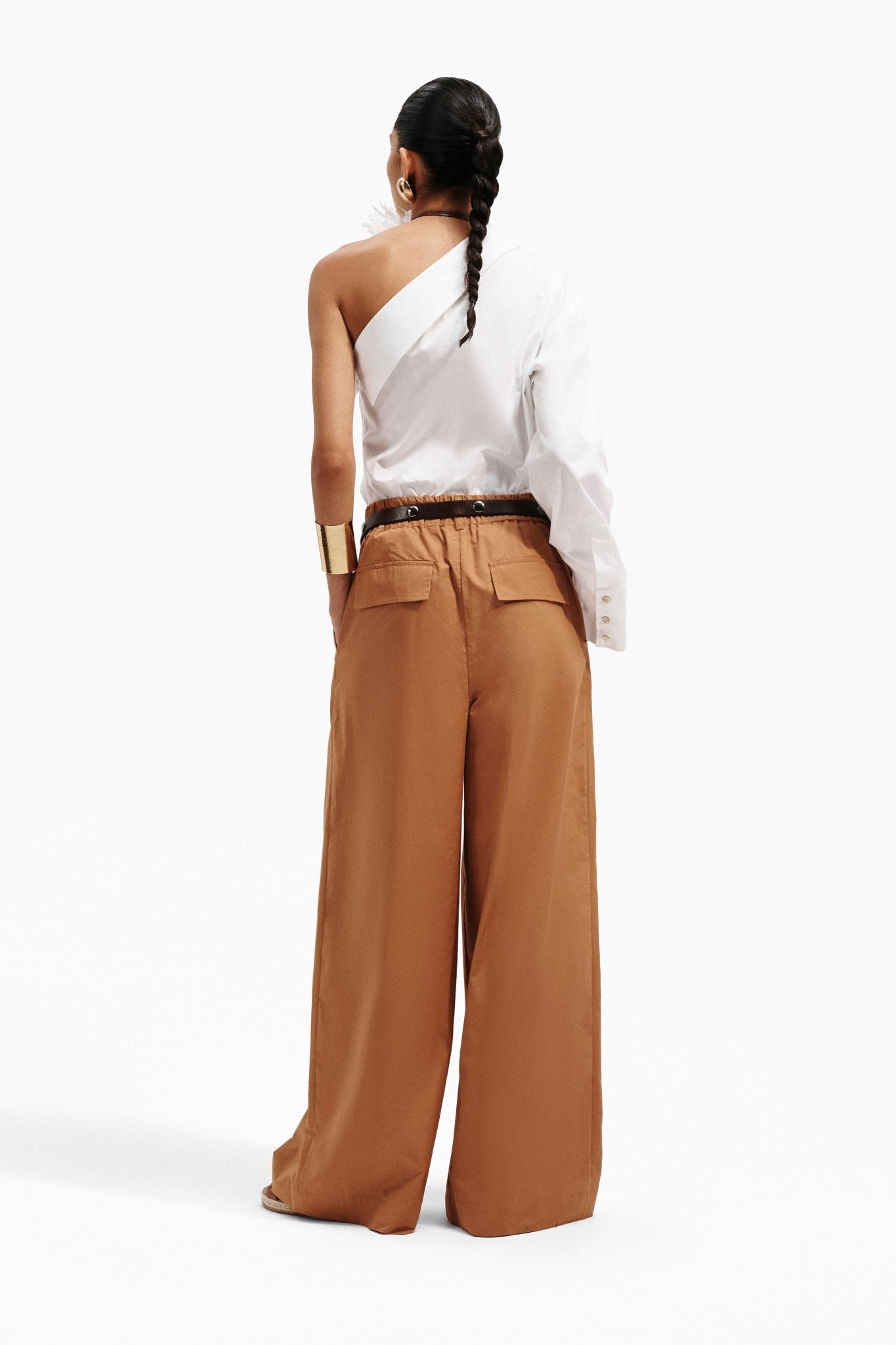 Pantalone Palazzo in Cotone con Vita Elasticizzata - Caractère