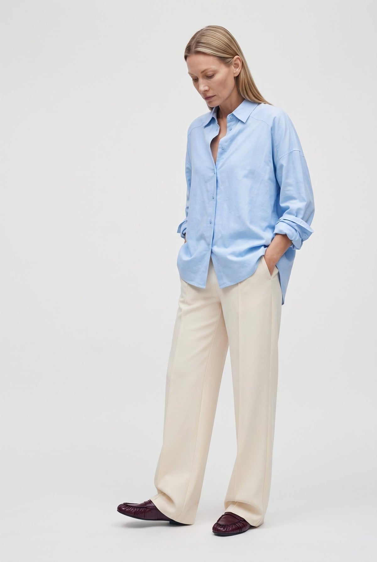 Tailleur in crepe giacca over e pantalone palazzo - Caractère