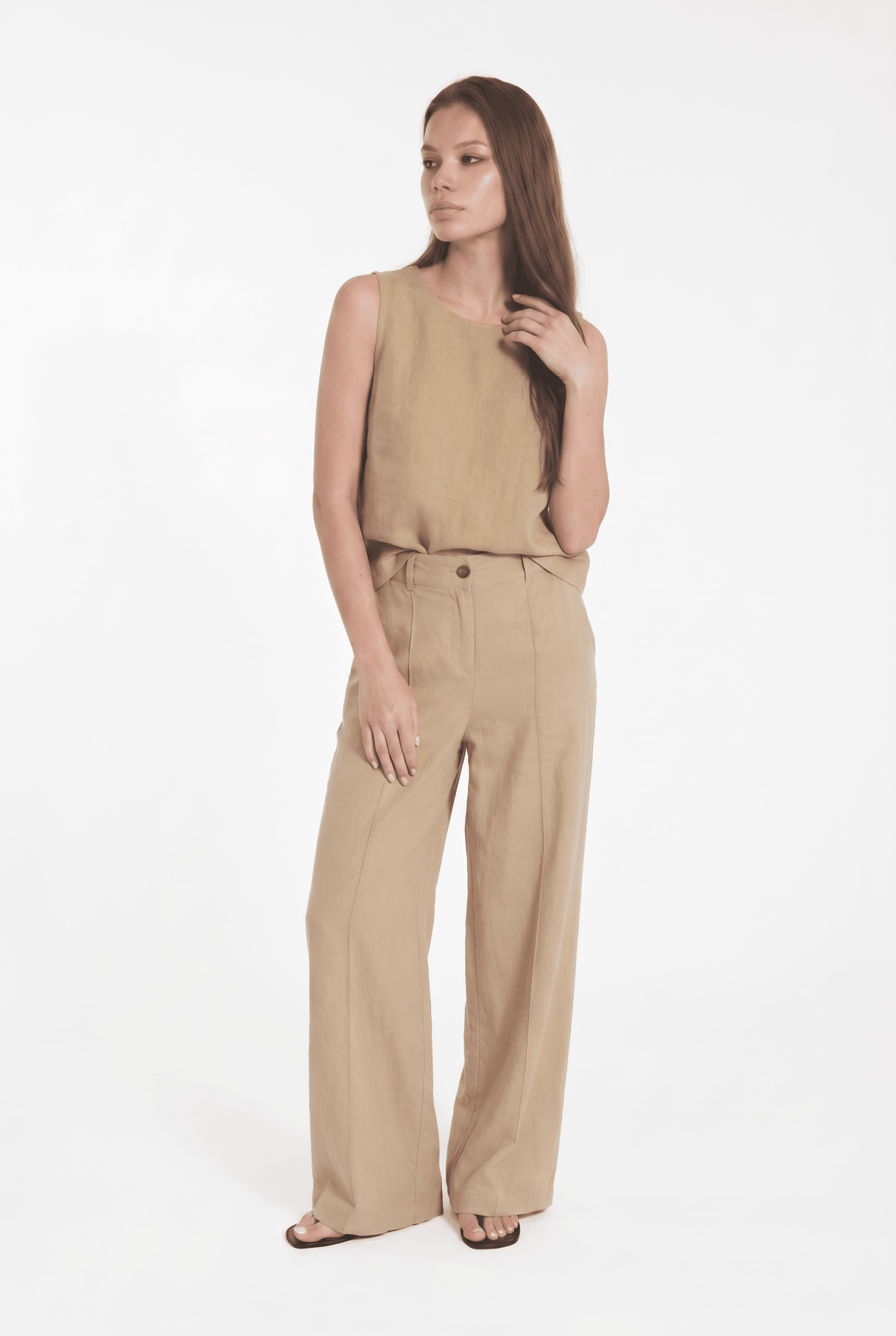 Pantalone Palazzo in Misto Lino con Vita Elasticizzata - Caractère
