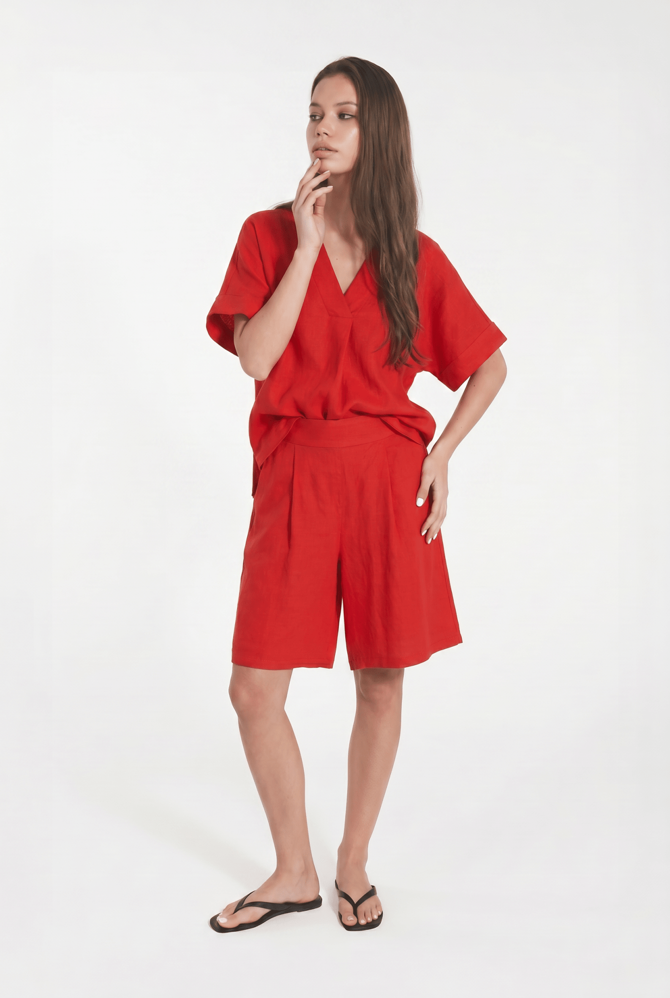 Short Culotte in Lino con Vita Elasticizzata - Caractère