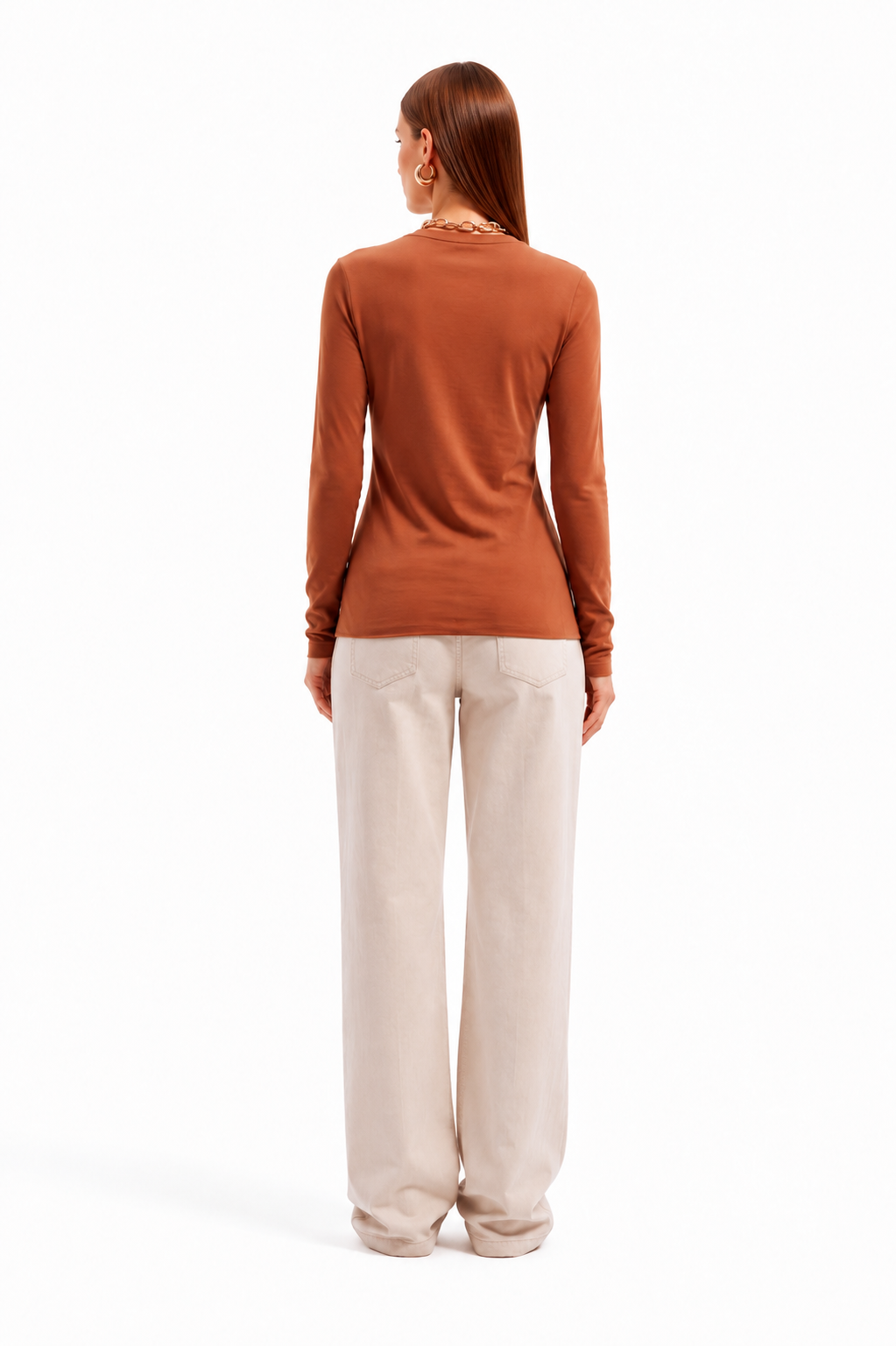 T-shirt a manica lunga con scollo rotondo