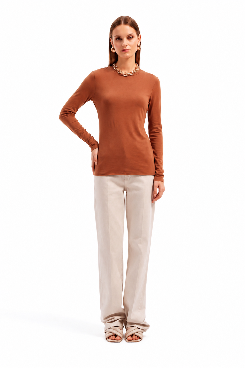 T-shirt a manica lunga con scollo rotondo