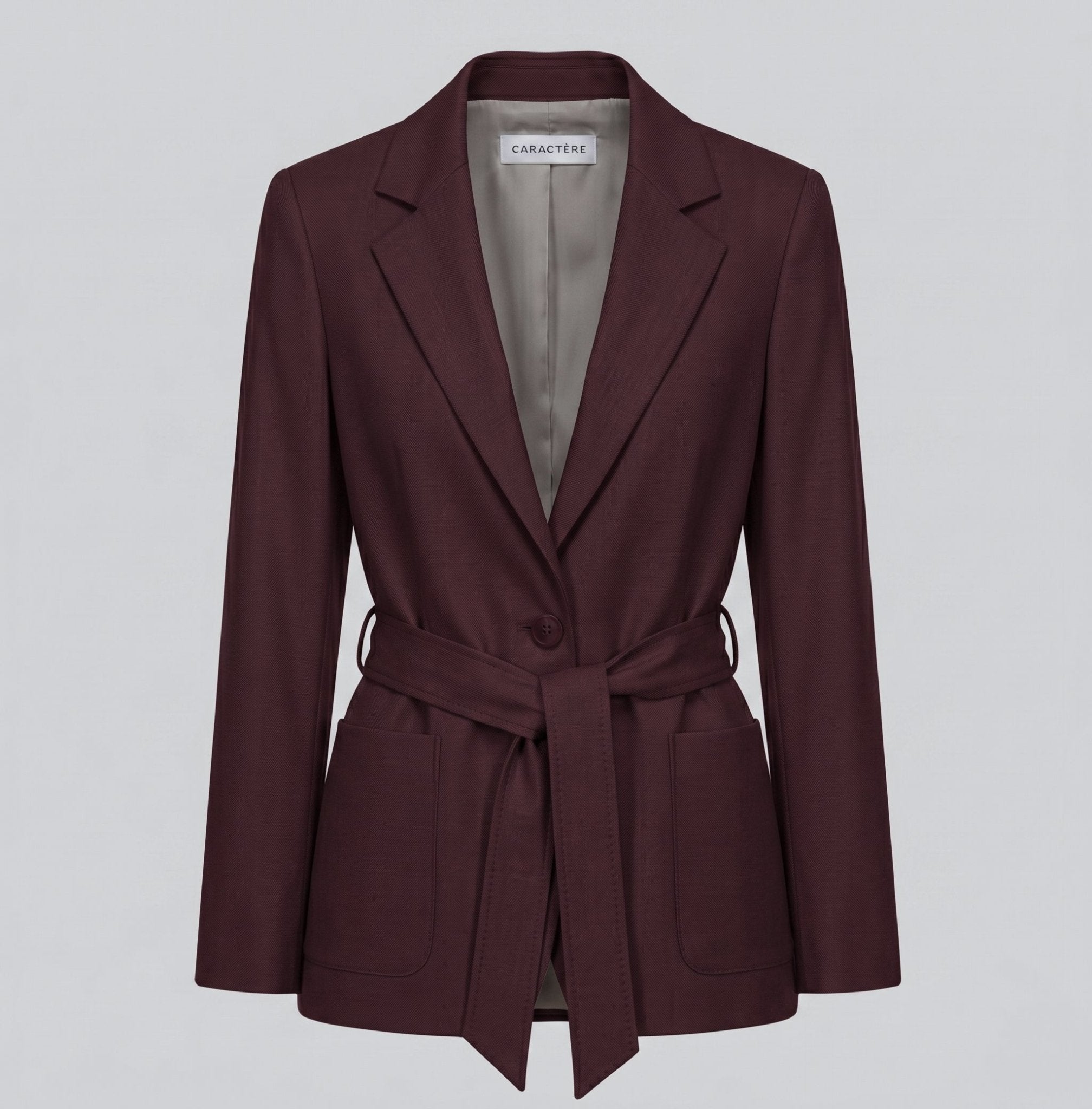 Tailleur Bordeaux Giacca con Cintura e Pantalone a Sigaretta - Caractère