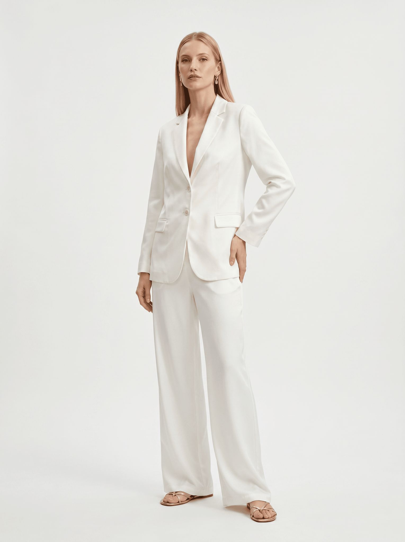 Tailleur in Cotone Giacca Monopetto e Pantalone Largo - Caractère
