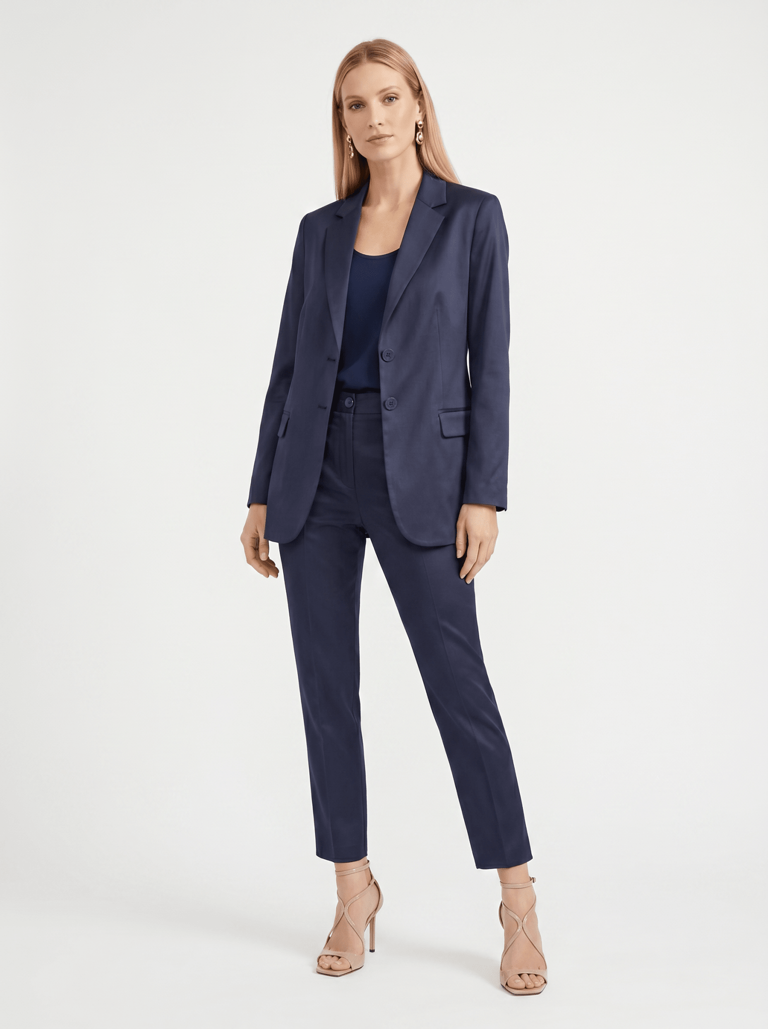 Tailleur in Cotone Giacca Monopetto e Pantalone Sigaretta - Caractère