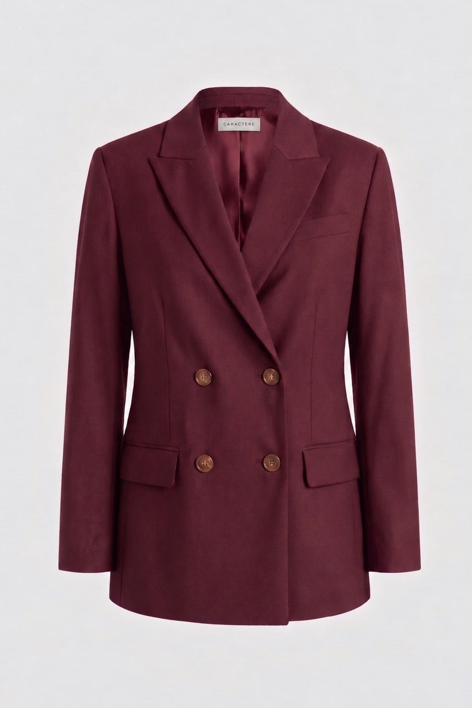 Tailleur in cotone stretch blazer doppiopetto collo a lancia e pantalone trombetta - Caractère