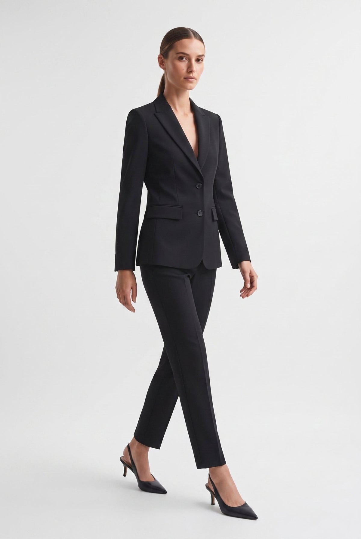 Tailleur in Cotone Tecnico Giacca Monopetto e Pantalone Dritto Nero - Caractère