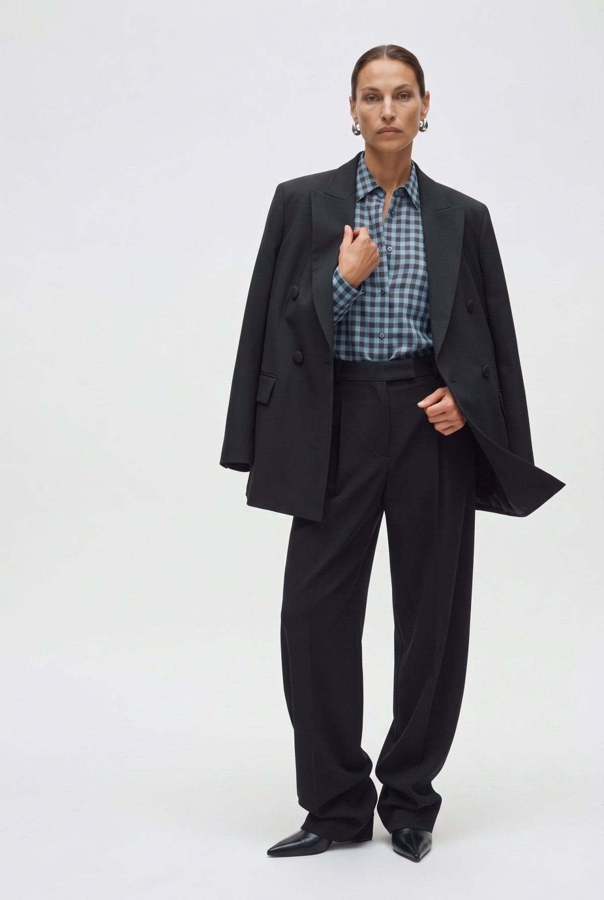 Tailleur in crepe giacca doppiopetto oversize e pantalone morbido - Caractère