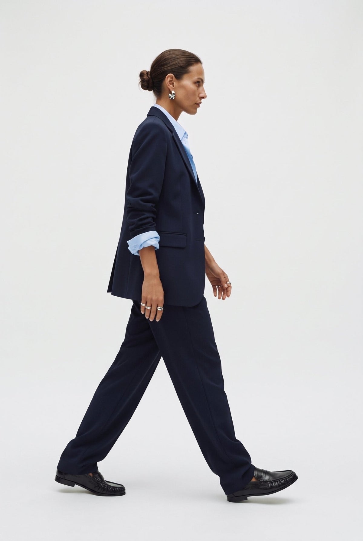 Tailleur in crepe giacca monopetto e pantalone a gamba larga - Caractère