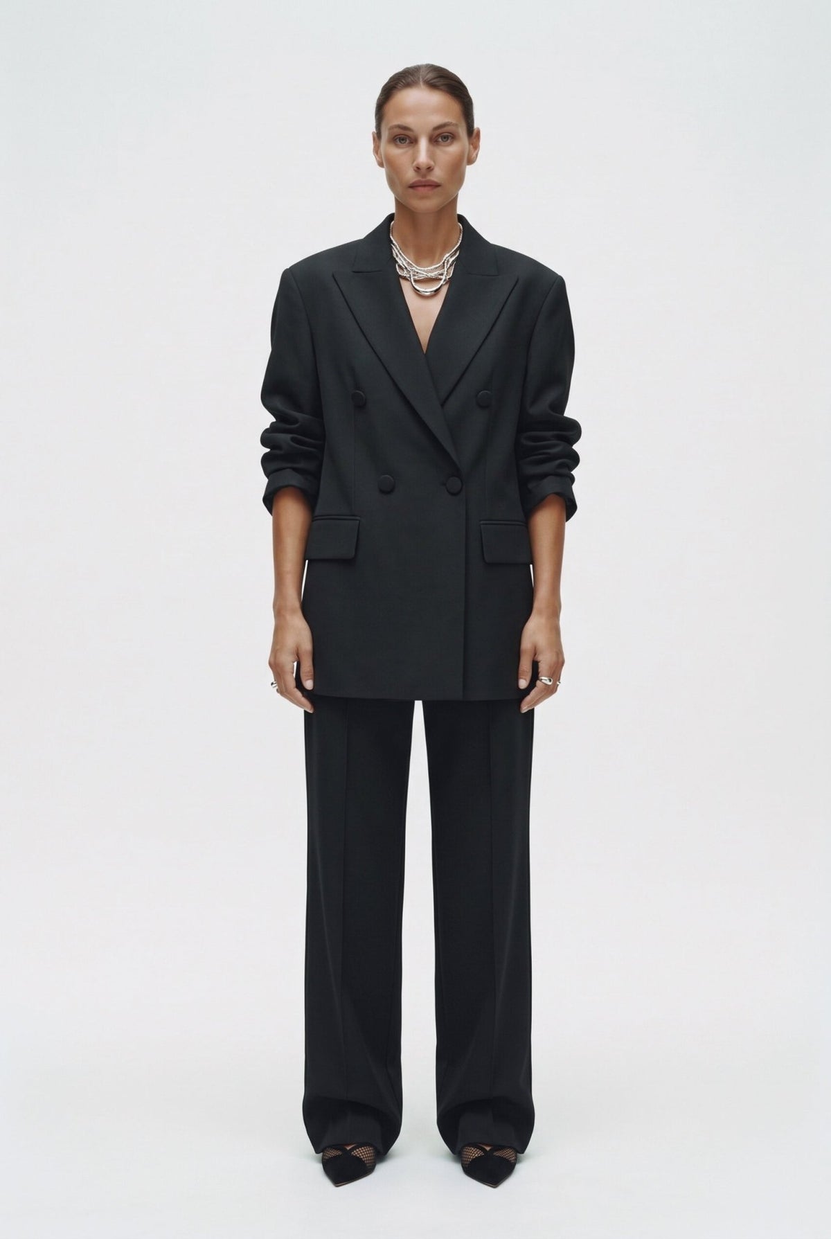 Tailleur in crepe giacca over e pantalone palazzo - Caractère
