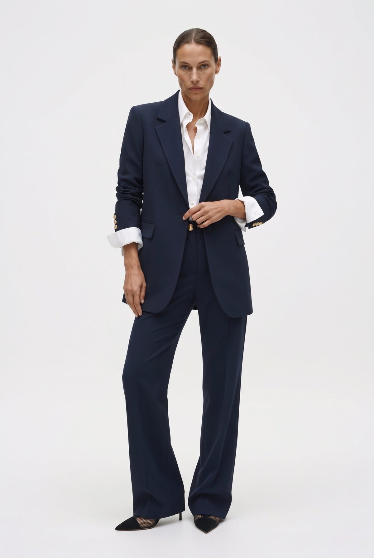 Tailleur in crepe gioiello con giacca monopetto e pantalone gamba dritta - Caractère