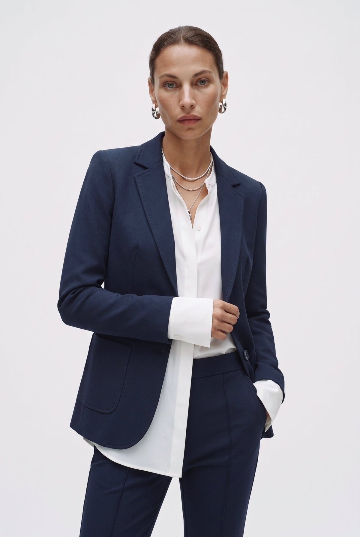 Tailleur in jersey punto Milano giacca monopetto e pantalone skinny - Caractère