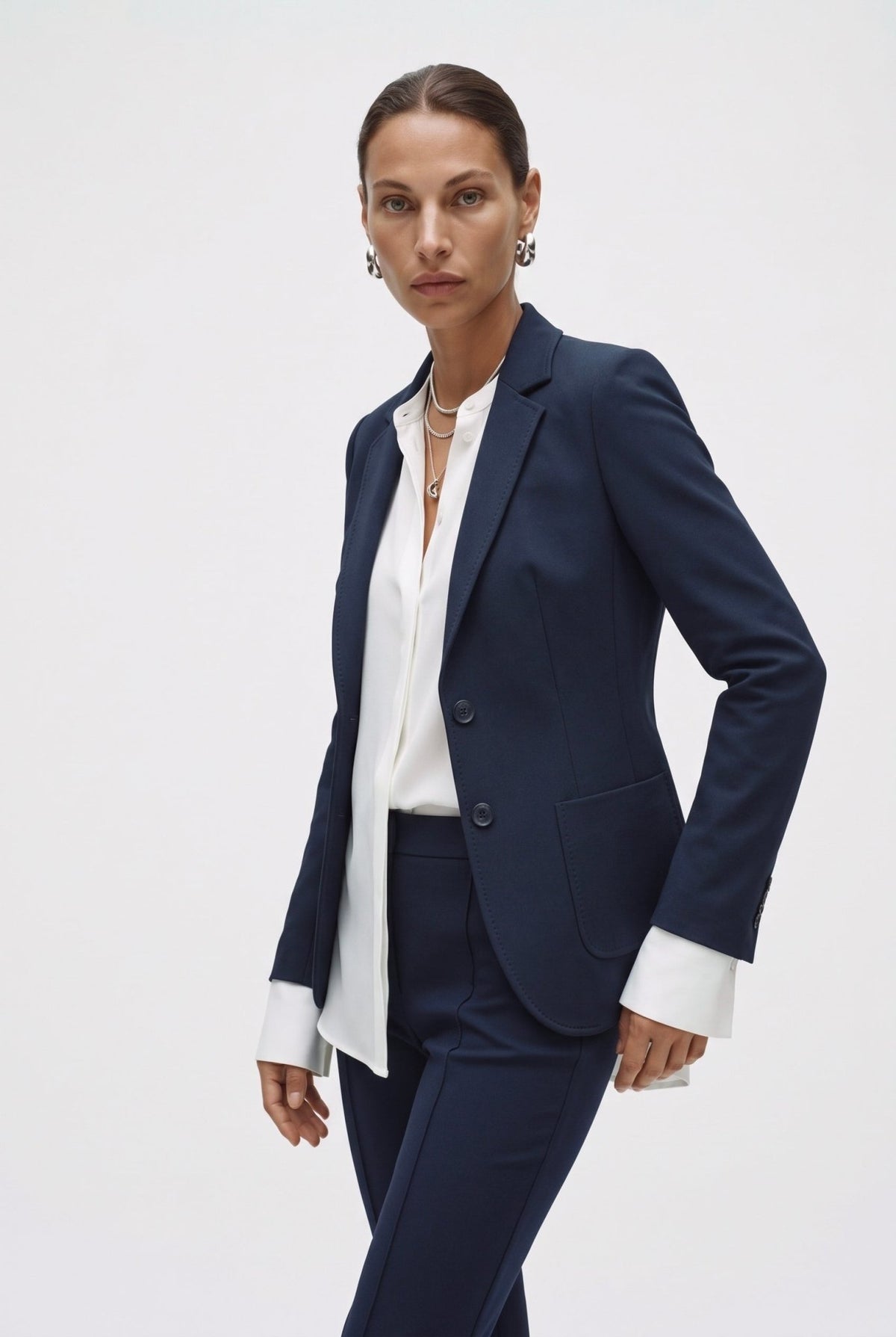 Tailleur in jersey punto Milano giacca monopetto e pantalone skinny - Caractère