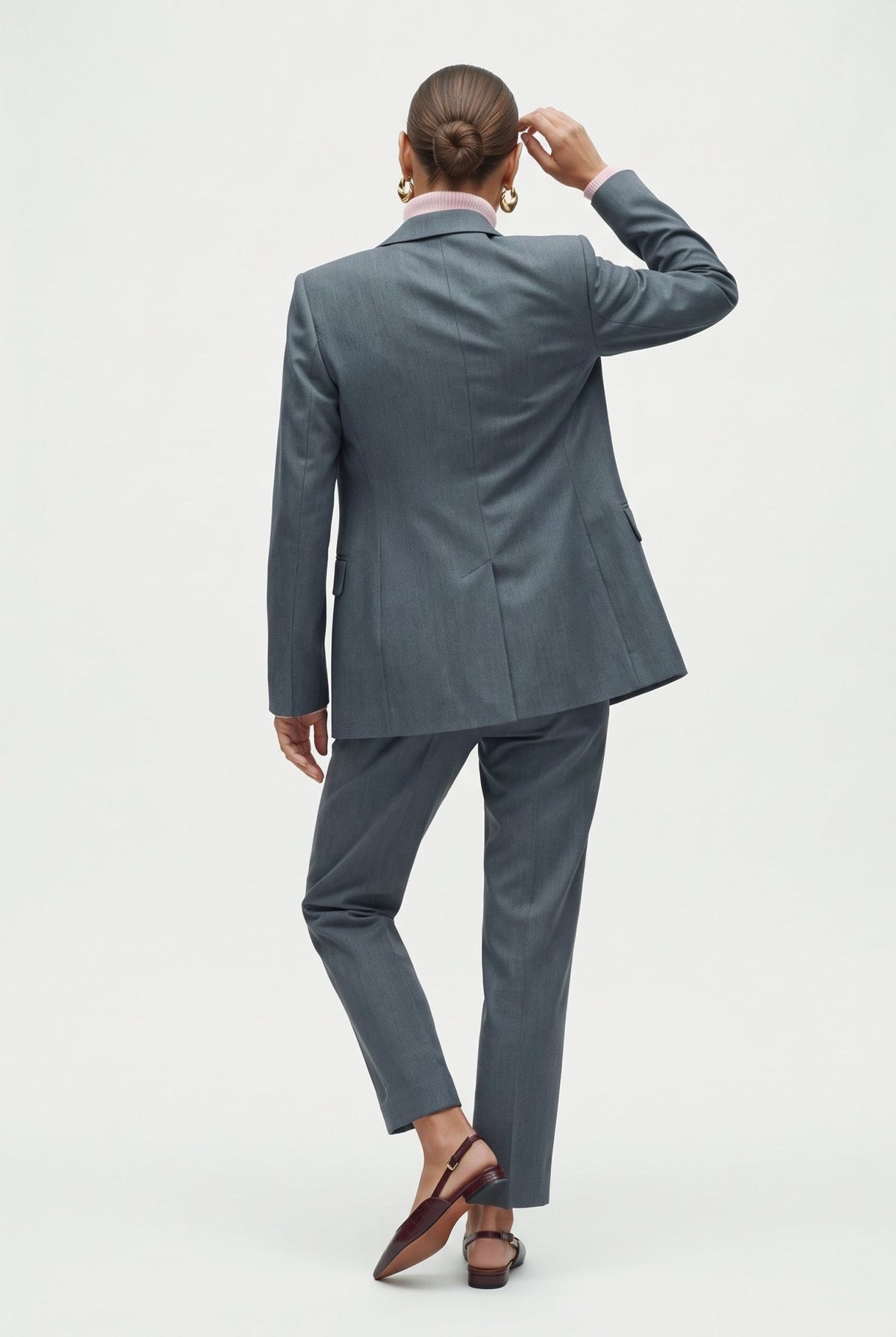 Tailleur in misto lana blazer doppiopetto collo a lancia e pantalone dritto - Caractère