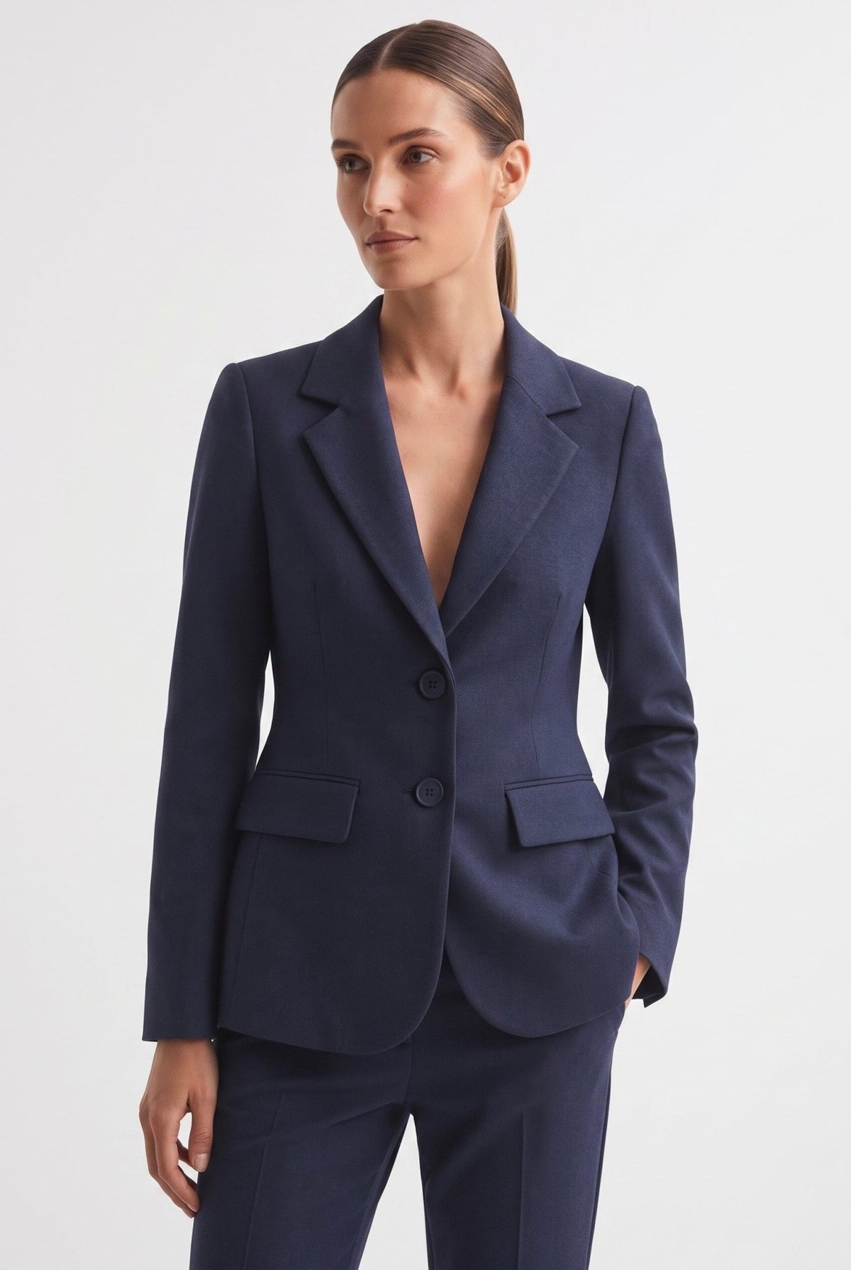 Tailleur Punto Milano Giacca Monopetto e Pantalone a Sigaretta Blu - Caractère