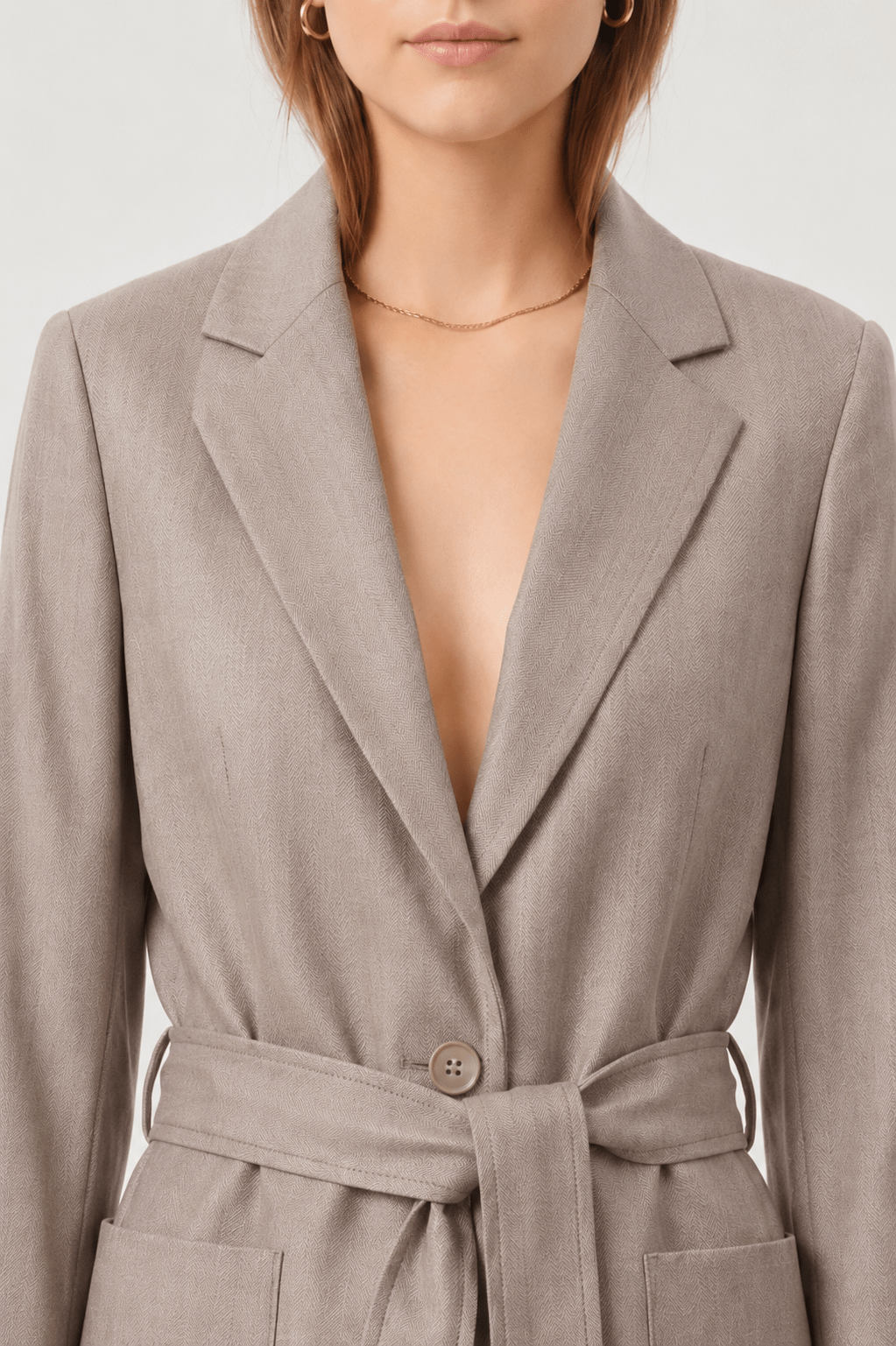 Tailleur Tortora Giacca con Cintura e Pantalone a palazzo - Caractère