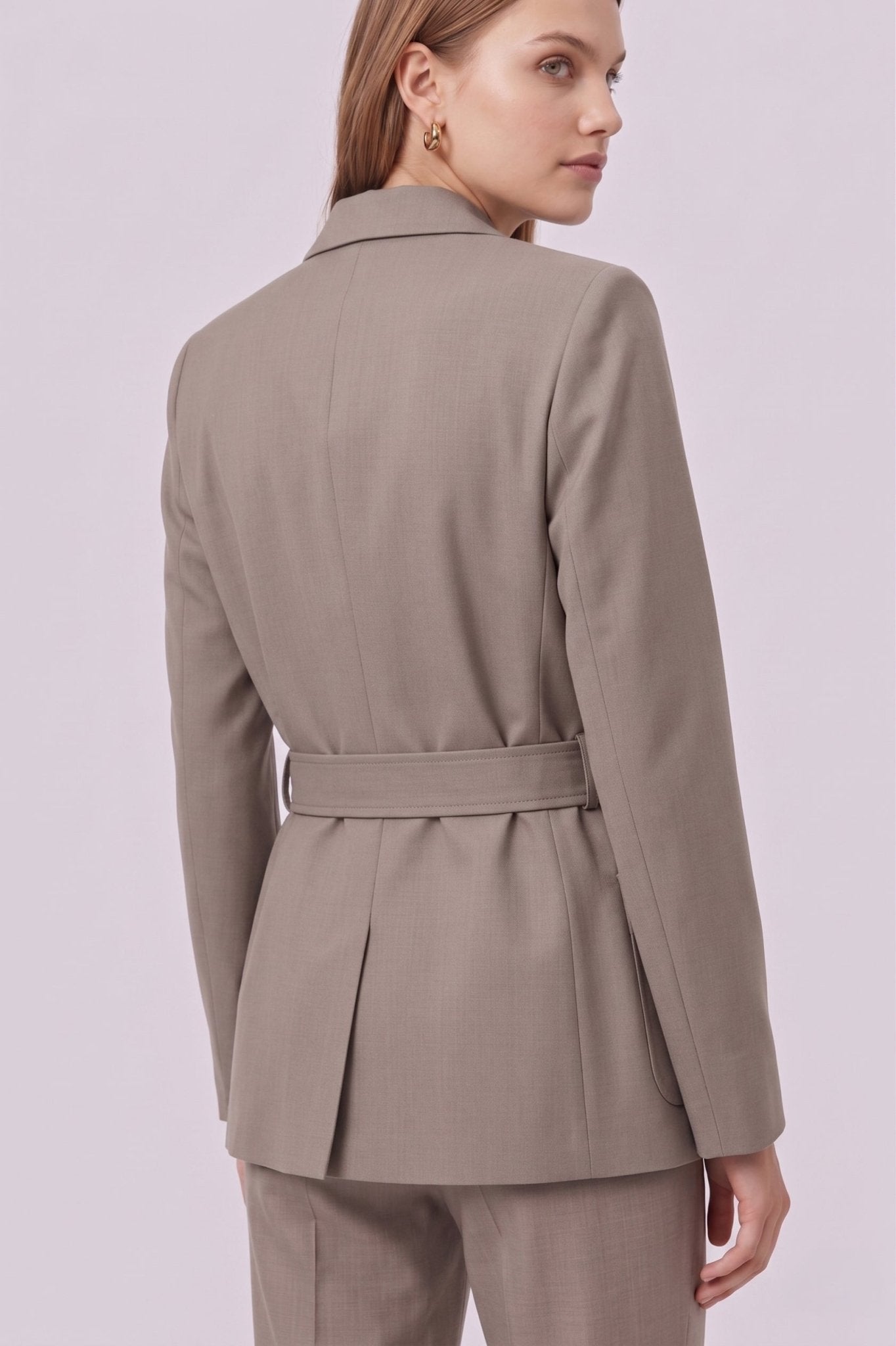 Tailleur Tortora Giacca con Cintura e Pantalone a palazzo - Caractère