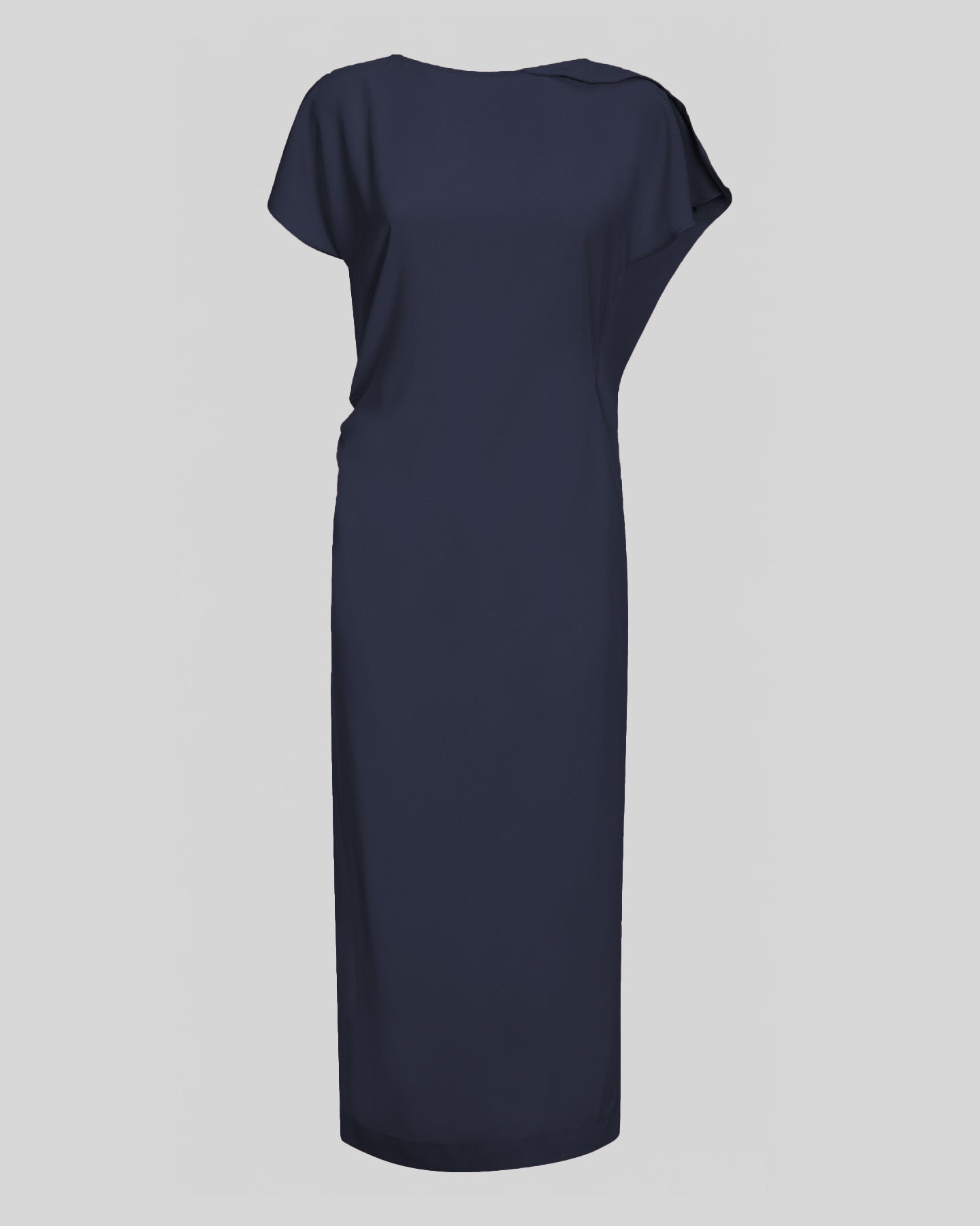 Abito Midi Elegante con Rouches e Spacco